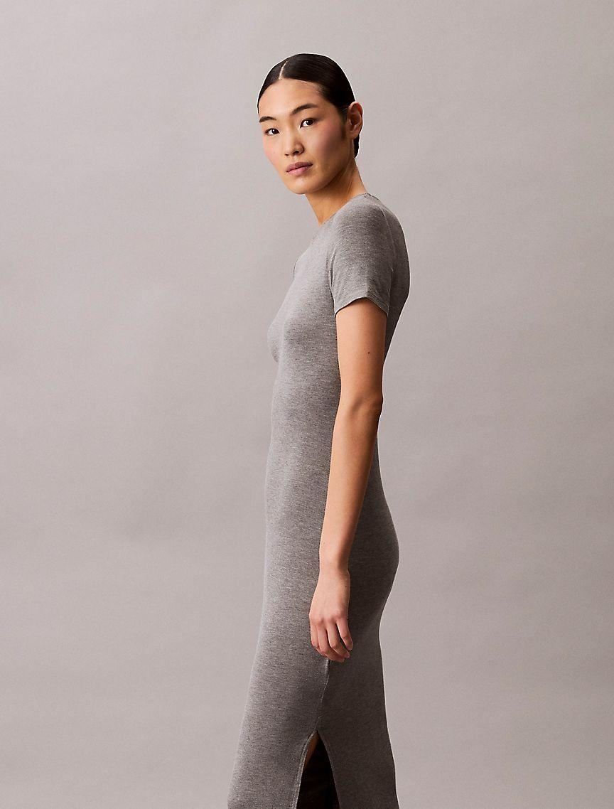 Solid Stretch Slim Midi Dress Product Image