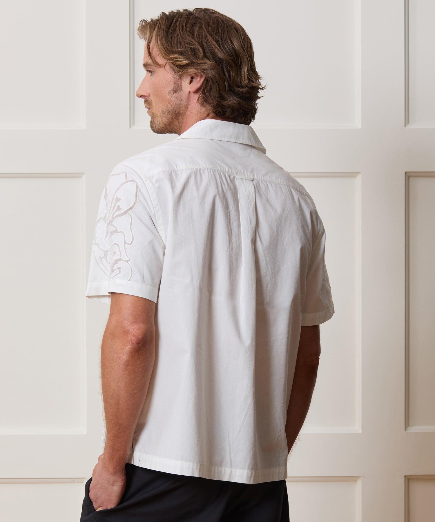 Cropped Cotton Camp Collar Shirt Product Image
