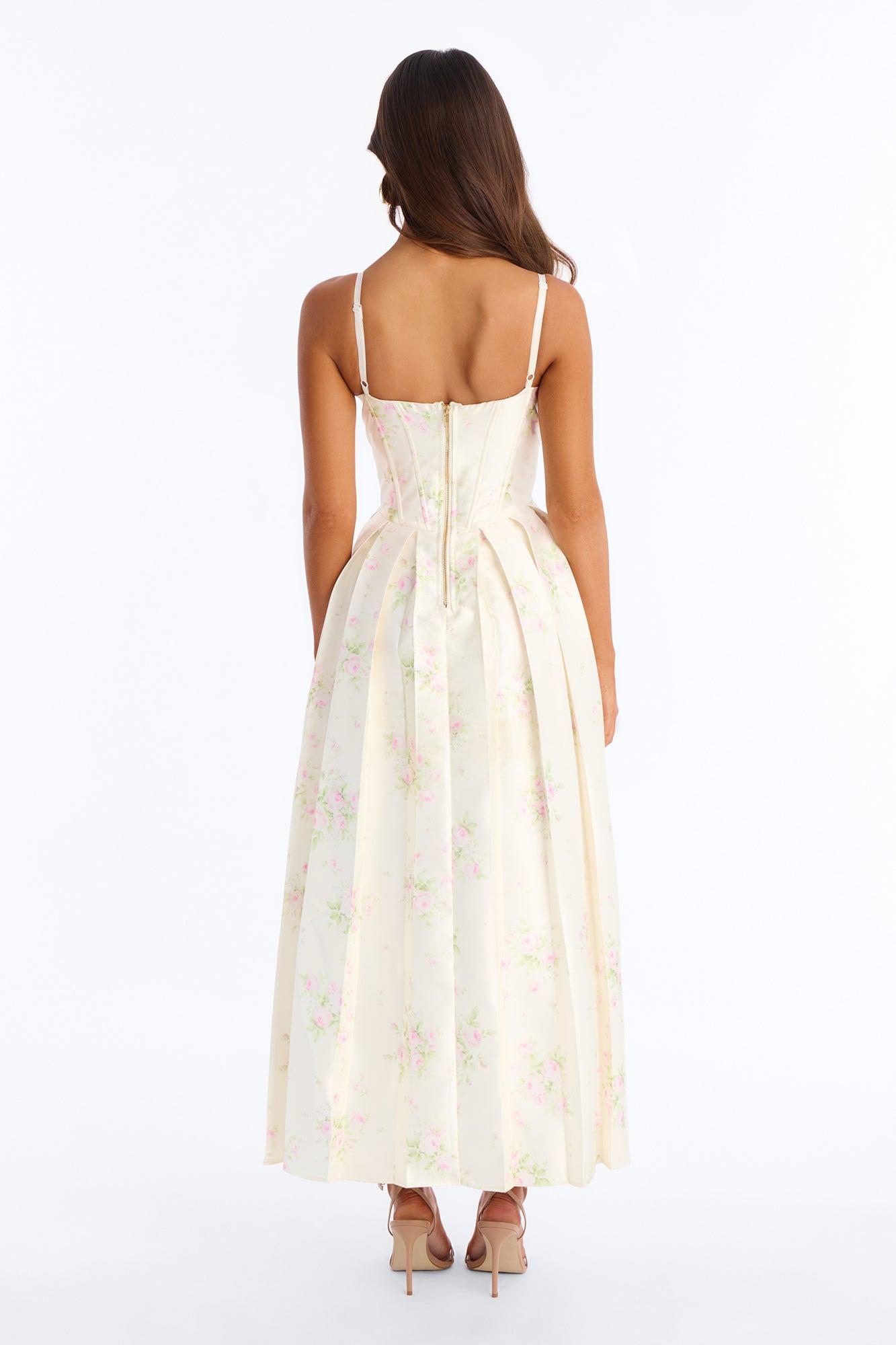 Tea Party Pleated Taffeta Gown - Cream/combo Female Product Image