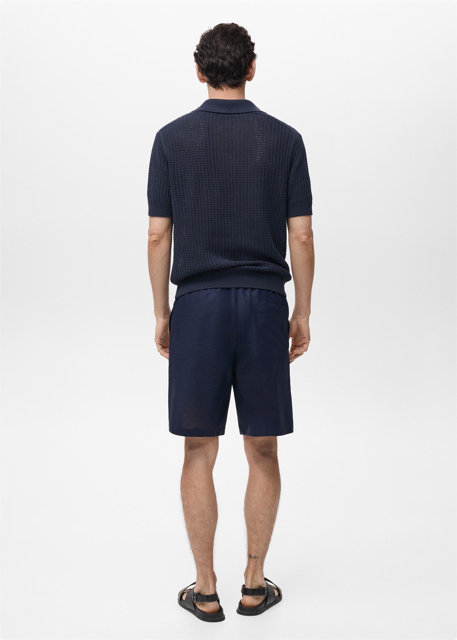 Cotton-linen blend bermuda shorts - Men | MANGO USA Product Image