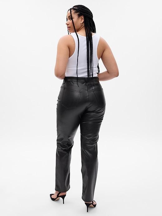 High Rise Vegan Leather Cheeky Straight Pants Product Image