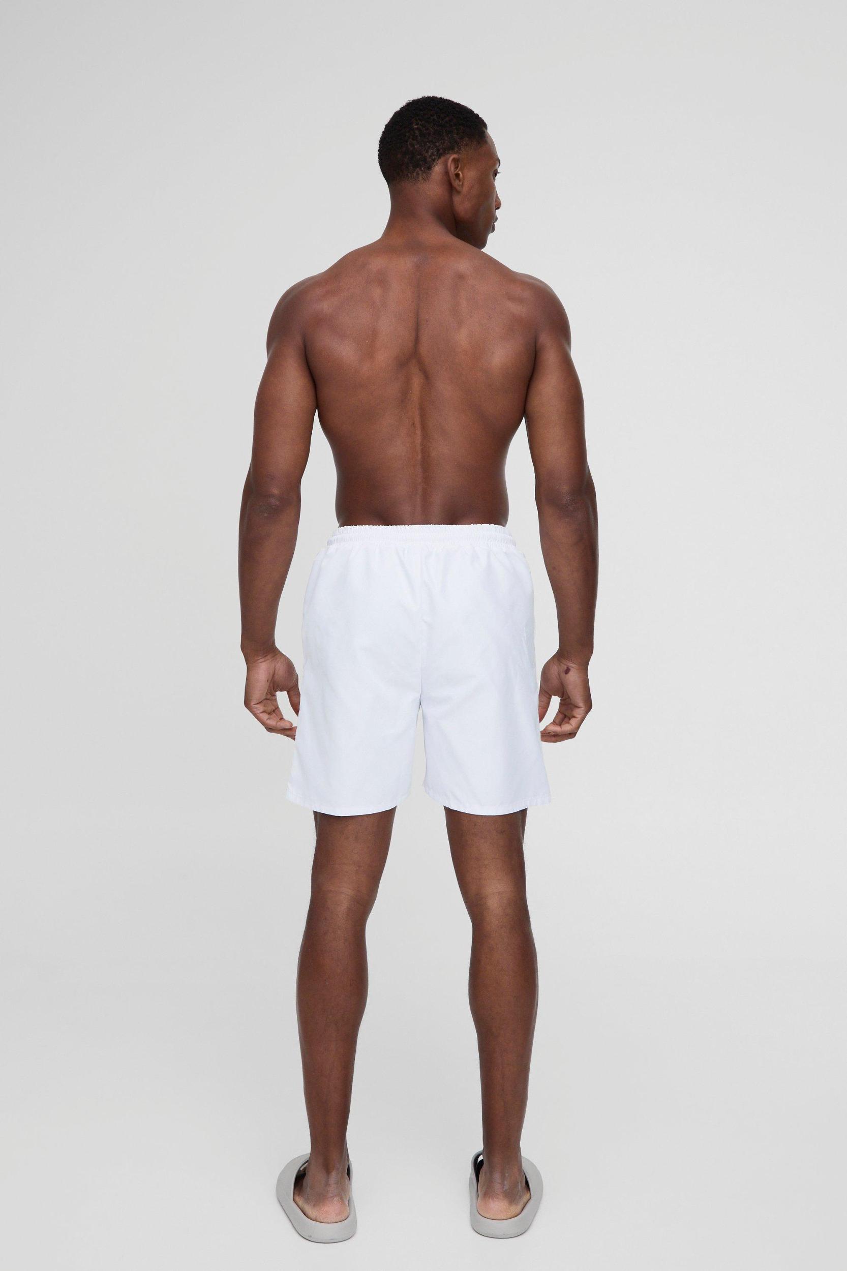 Mid Length Branded Swim Trunks | boohooMAN USA Product Image