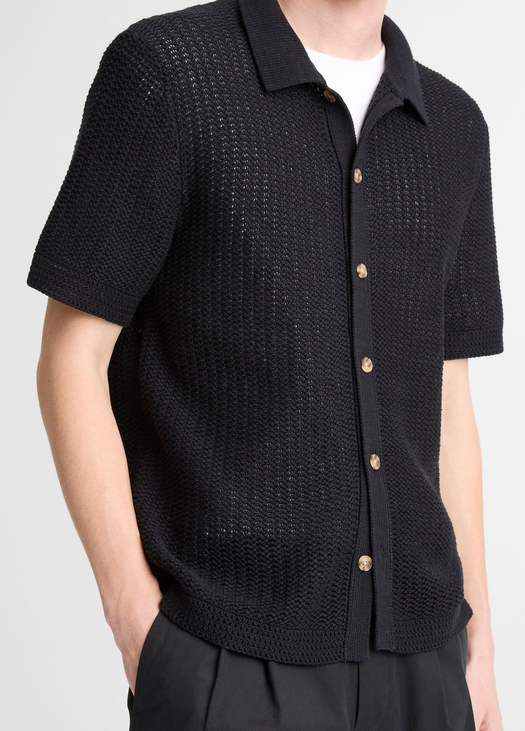 Cotton Crochet Button-Front Shirt Product Image