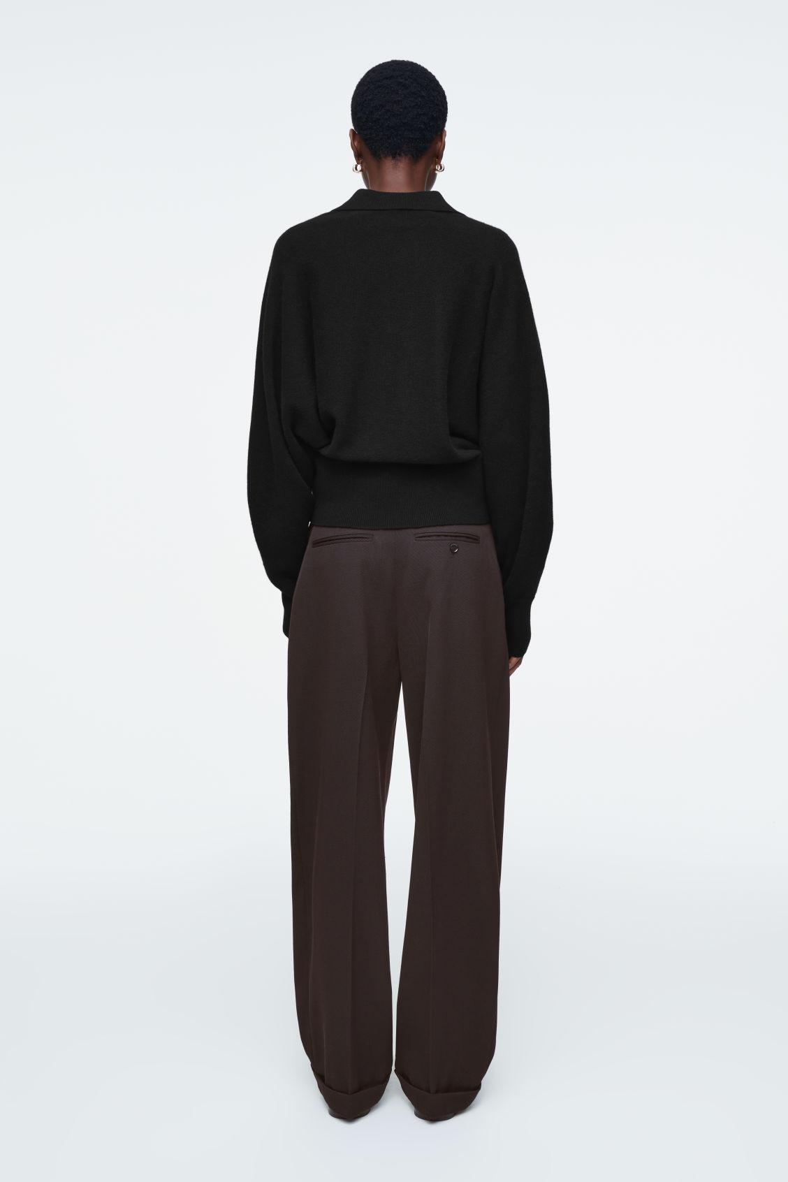 BATWING-SLEEVE WOOL POLO SWEATER Product Image