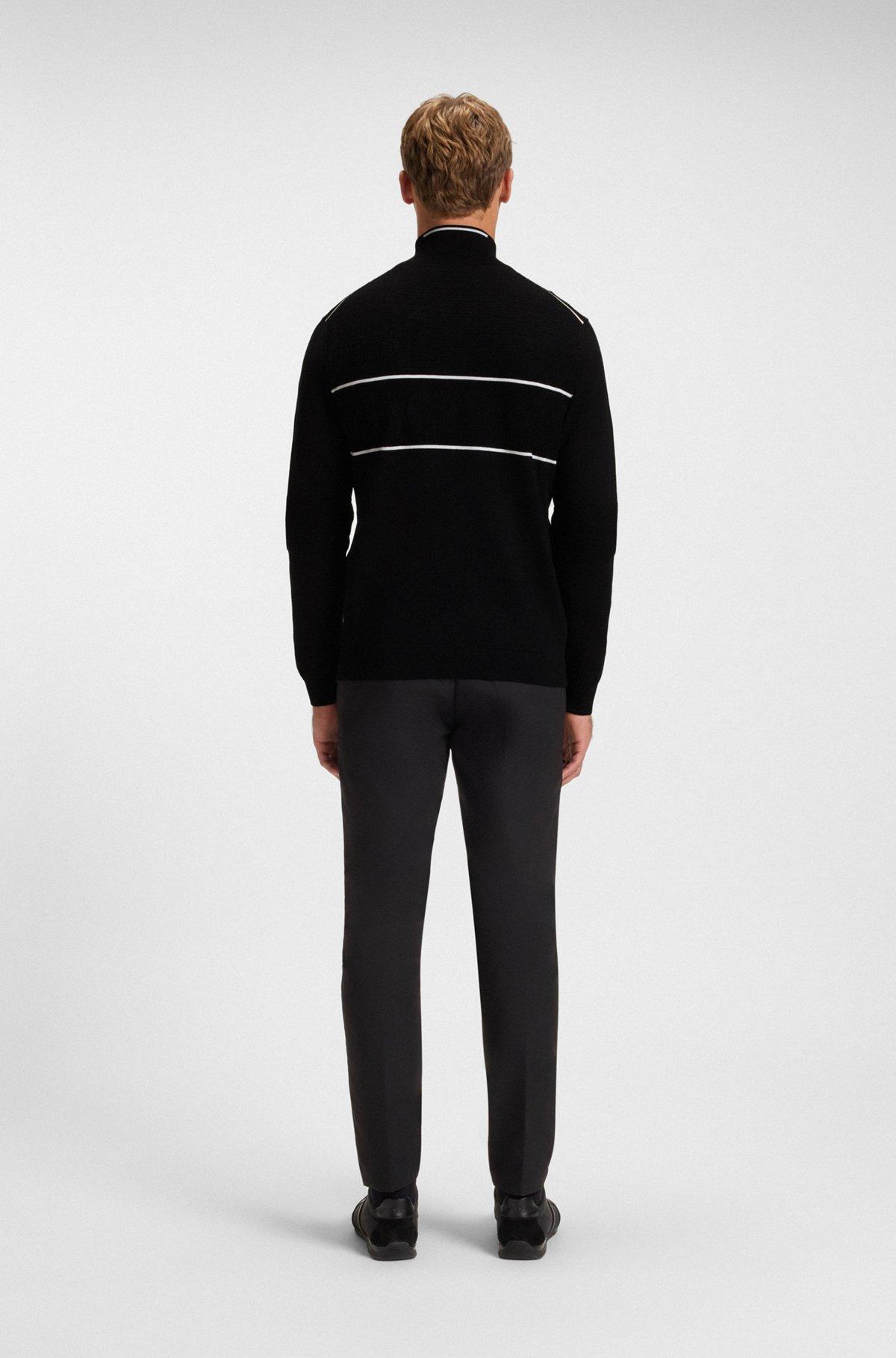 Water-repellent cotton sweater with zip neck Product Image