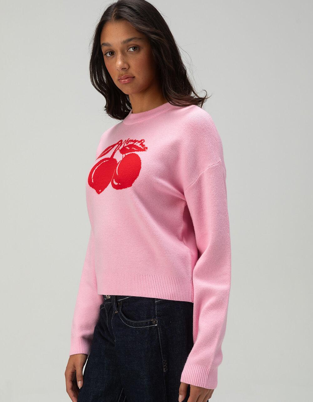 NOISY MAY Cera Cherry Womens Crewneck Sweater - PINK Product Image
