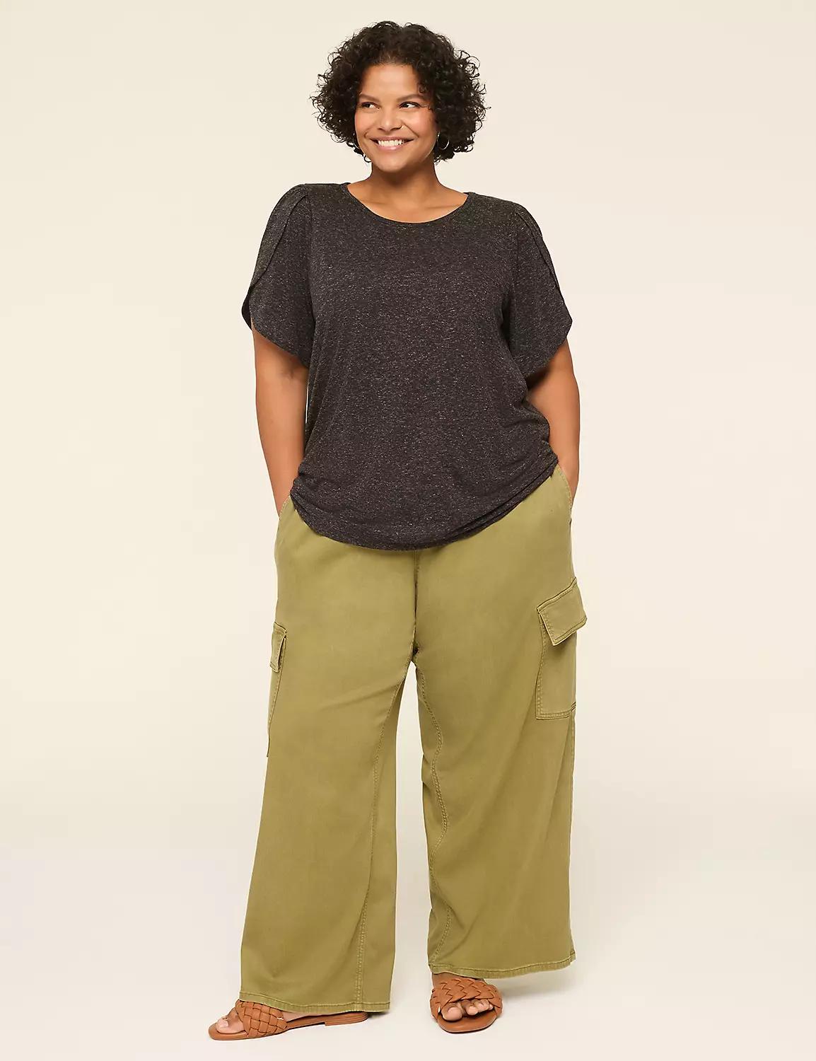 Knit Linen Tulip-Sleeve Top Product Image