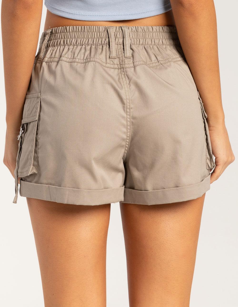 RSQ Womens Mid Rise Poplin Cargo Shorts - TAUPE Product Image