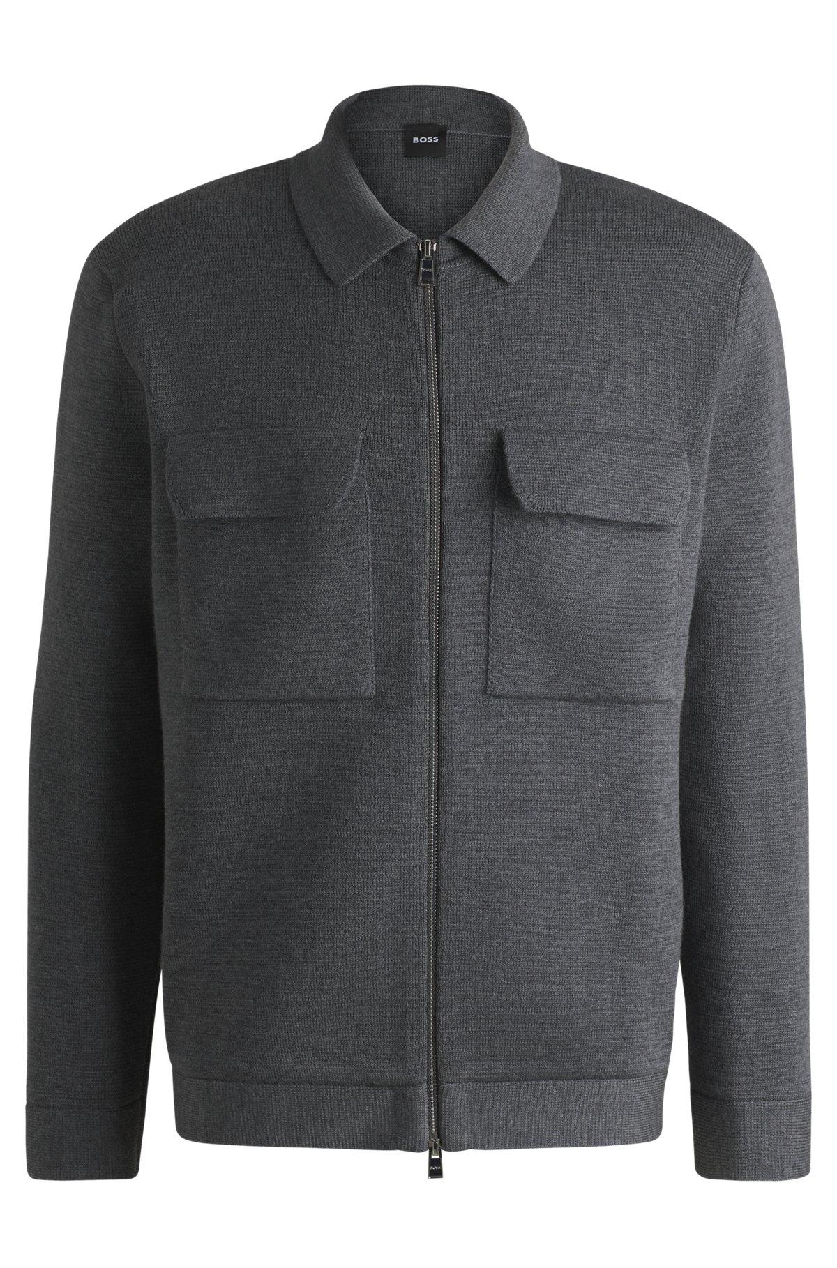 Zip-up regular-fit cardigan in wool Product Image
