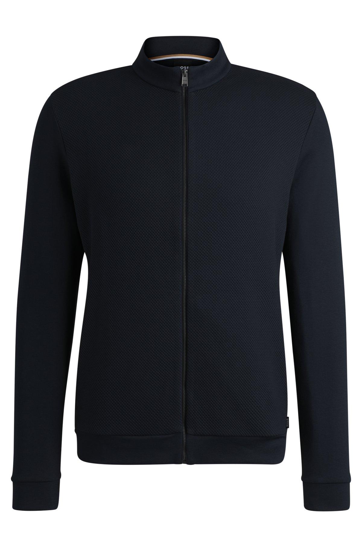 Pima-cotton zip-up sweatshirt with structured front Product Image
