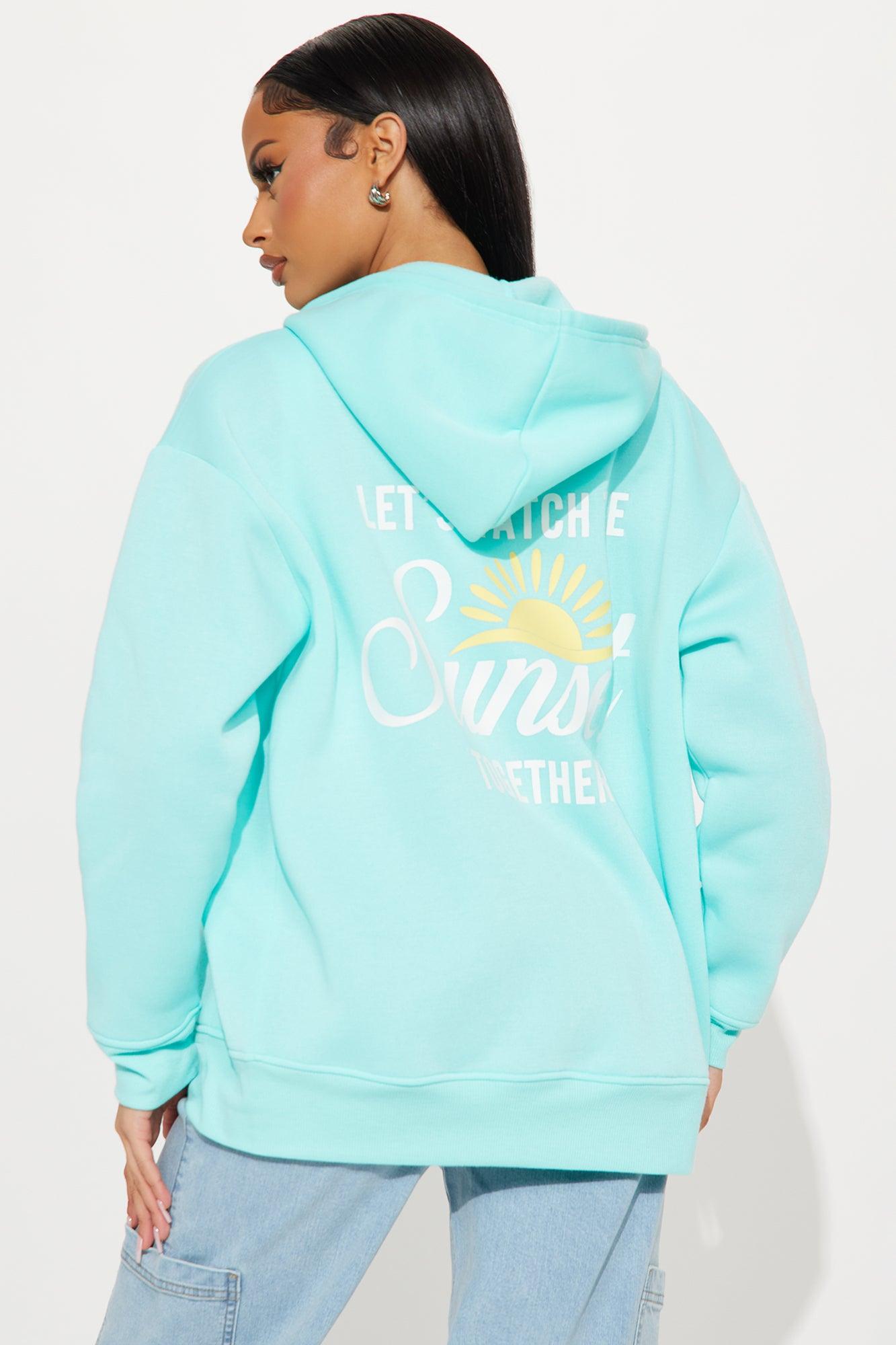 Summer Sunsets Zip Up Hoodie - Turquoise Product Image