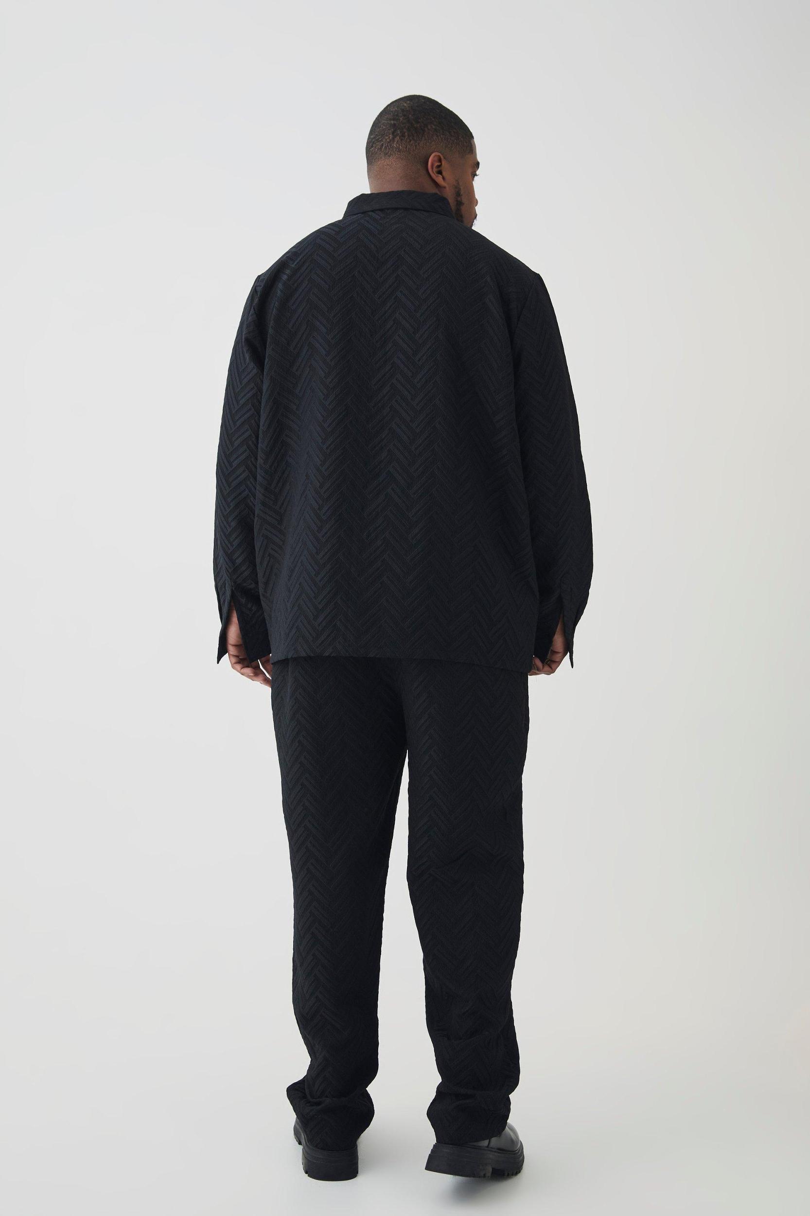 Plus Tonal Geo Smart Straight Pants | boohooMAN USA Product Image