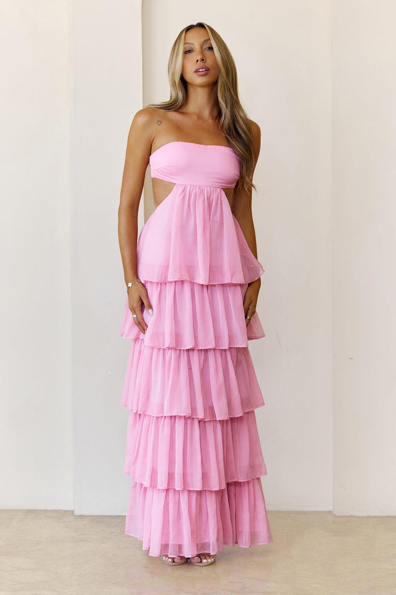 Luxe Mode Strapless Maxi Dress Pink Product Image
