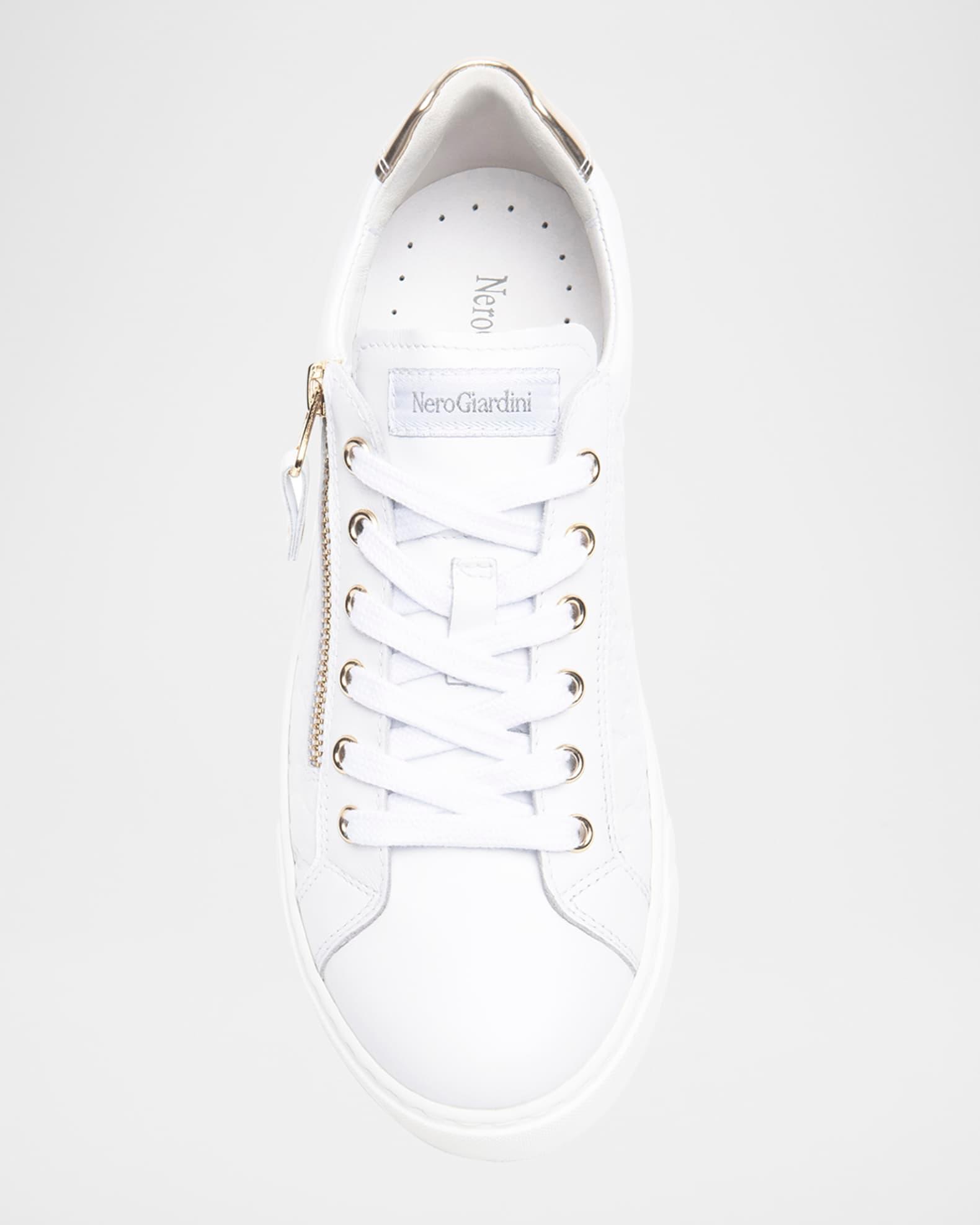 Leather Side Zip Low-Top Sneakers Product Image