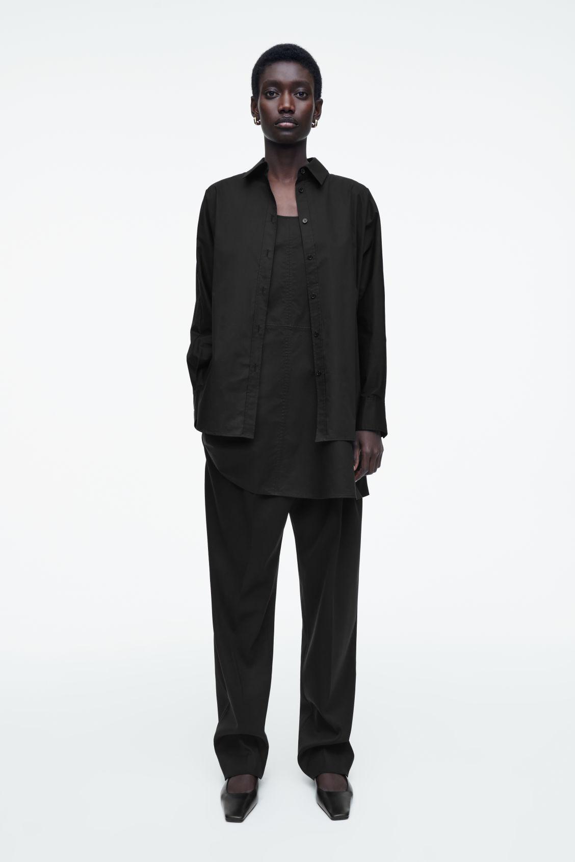 LAYERED TRAPEZE SHIRT DRESS Product Image