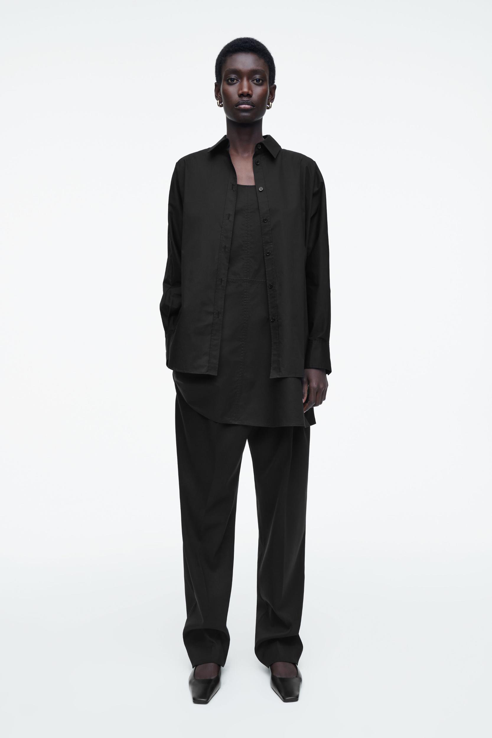 LAYERED TRAPEZE SHIRT DRESS Product Image