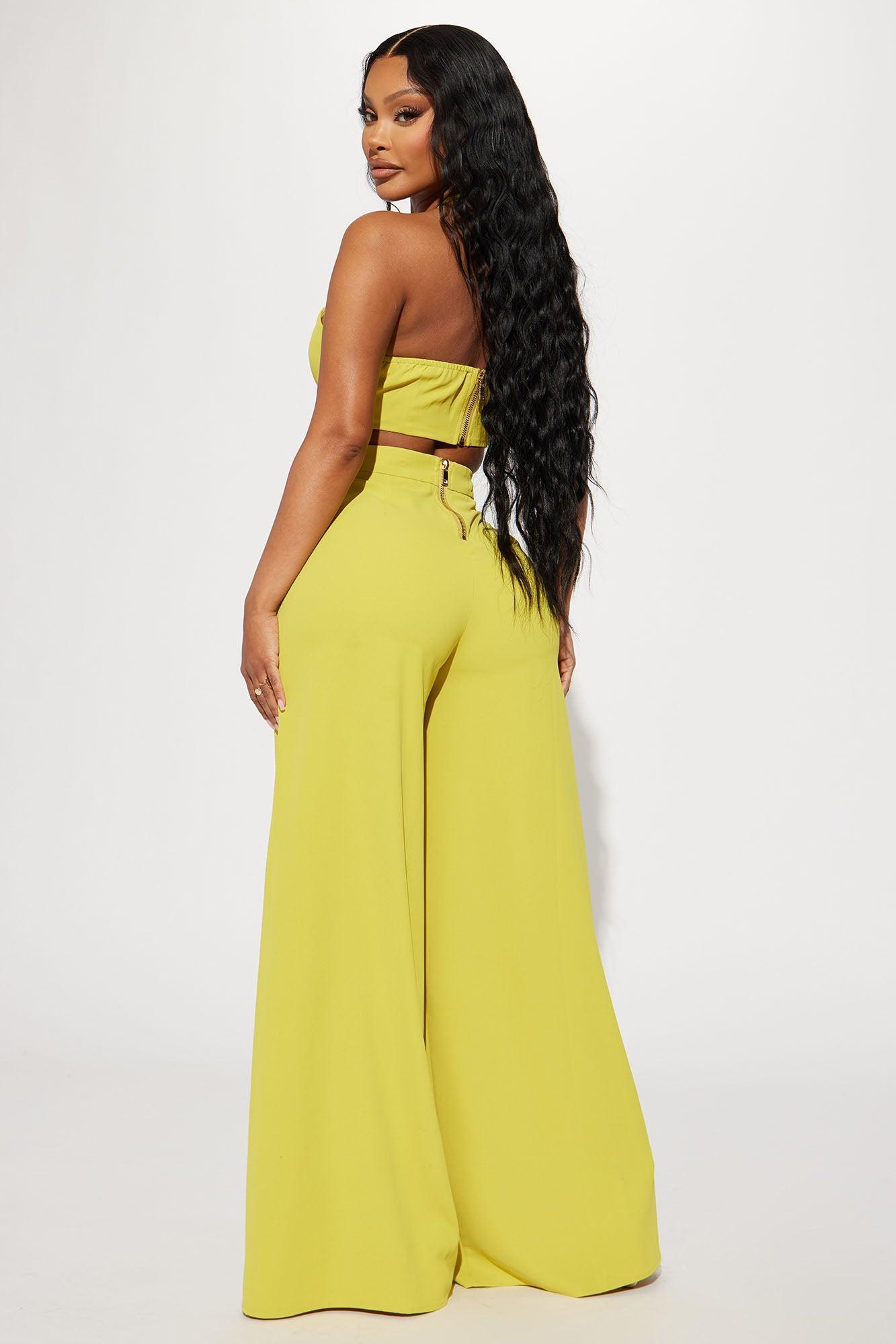 Sienna Halter Jumpsuit - Chartreuse Product Image