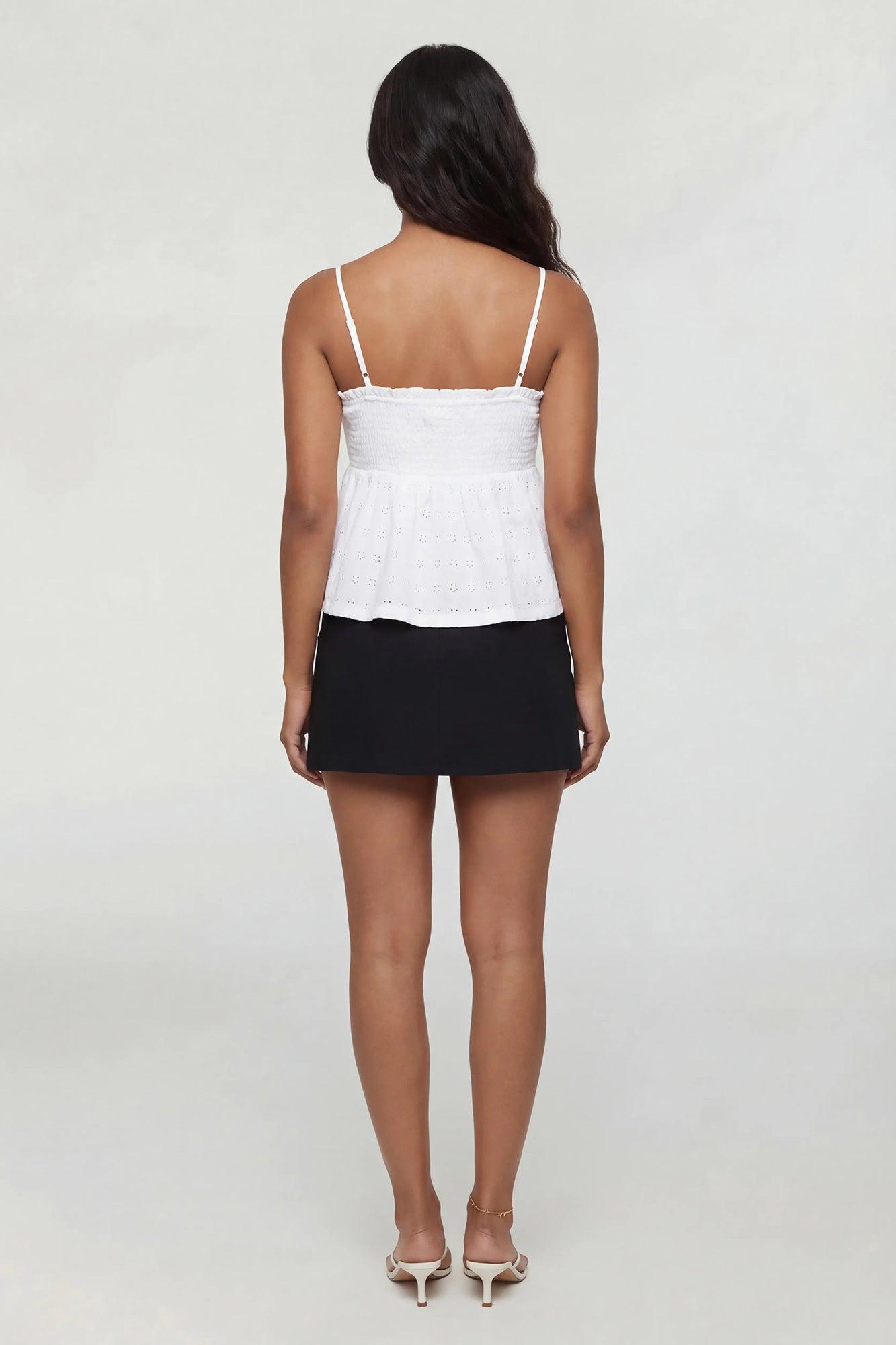 Smocked Eyelet Babydoll Tank Female Product Image