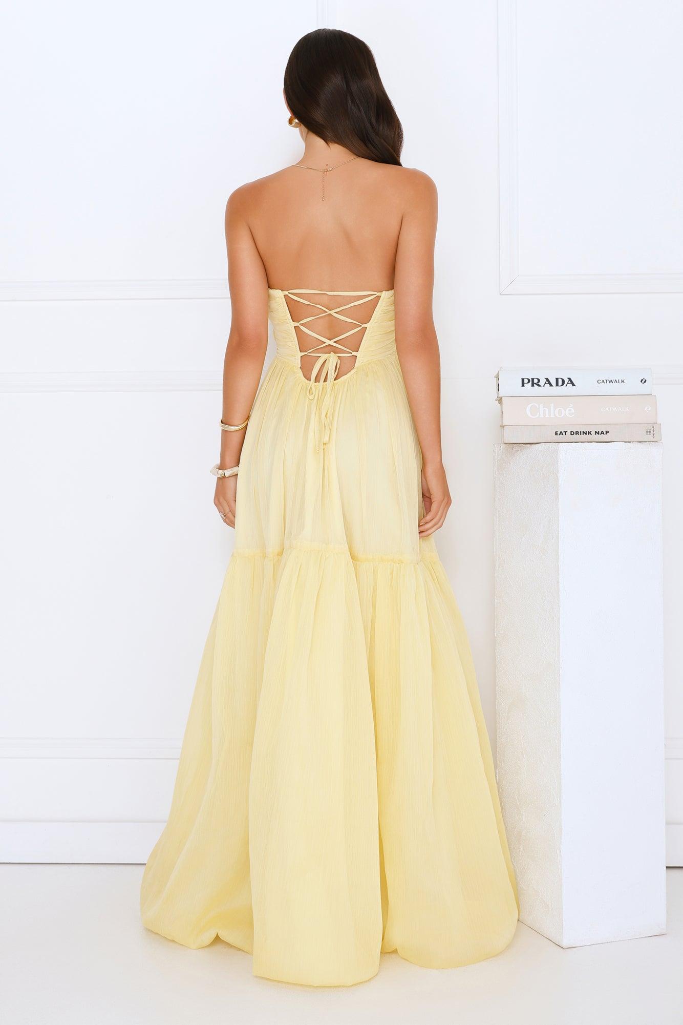 Unforgettable Style Strapless Maxi Dress Yellow Product Image
