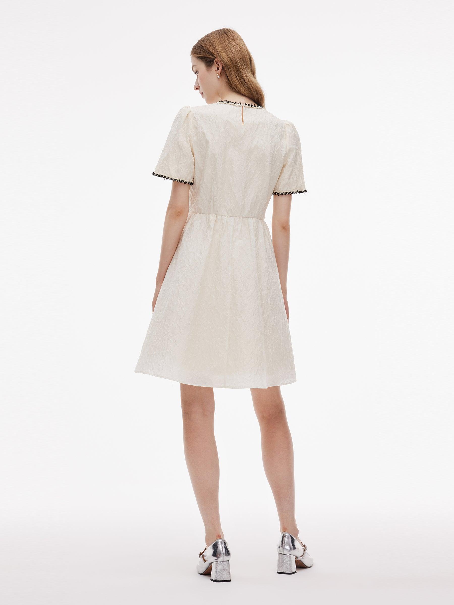 Jacquard Round Neck Women Mini Dress Product Image