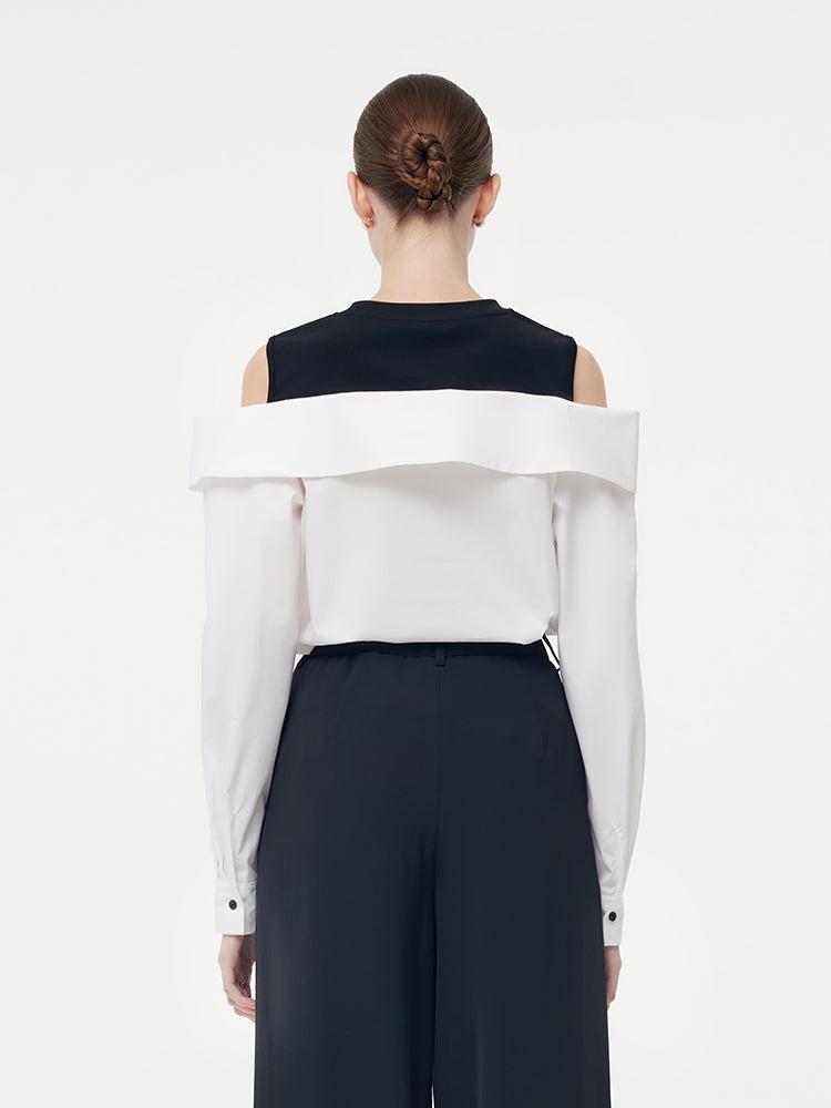 Cold Shoulder Color Block Women Shirt Product Image