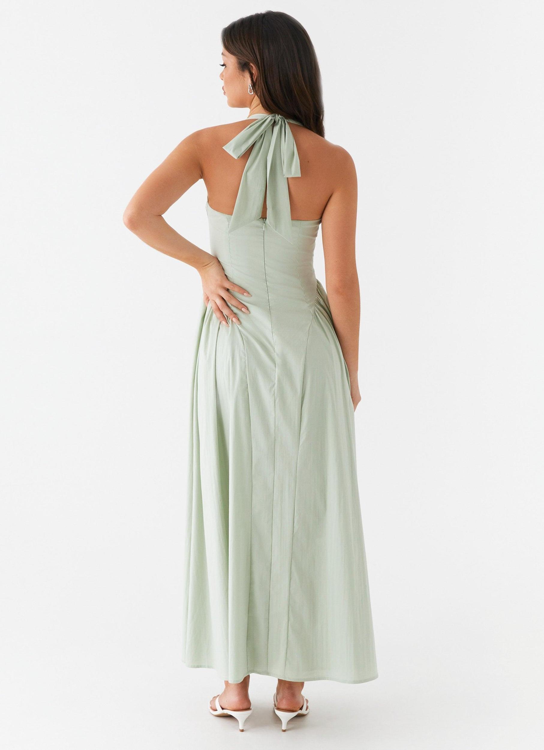 Olenna Halterneck Midi Dress - Sage Product Image