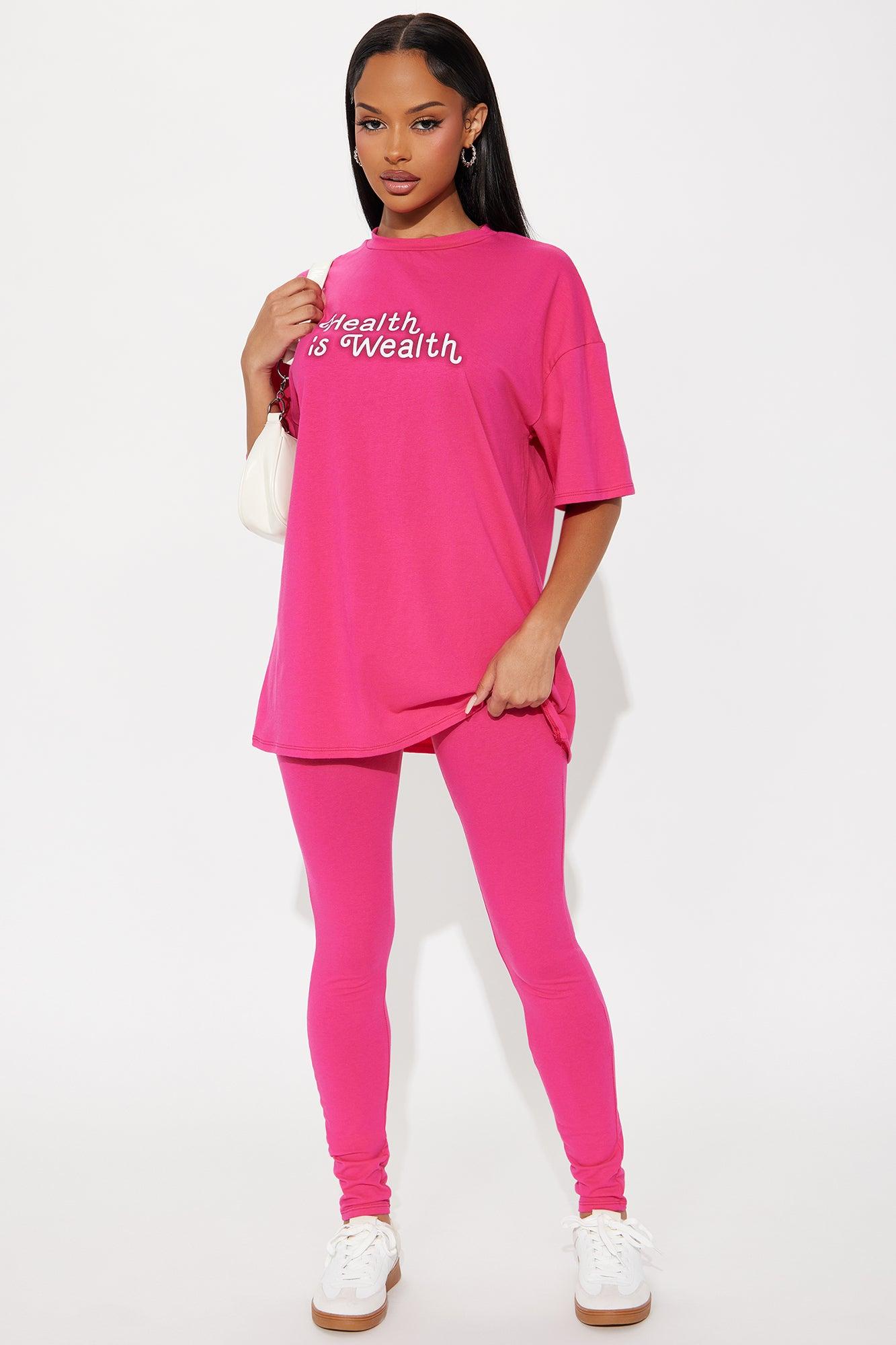 Health Is Wealth Legging Set - Hot Pink Female Product Image