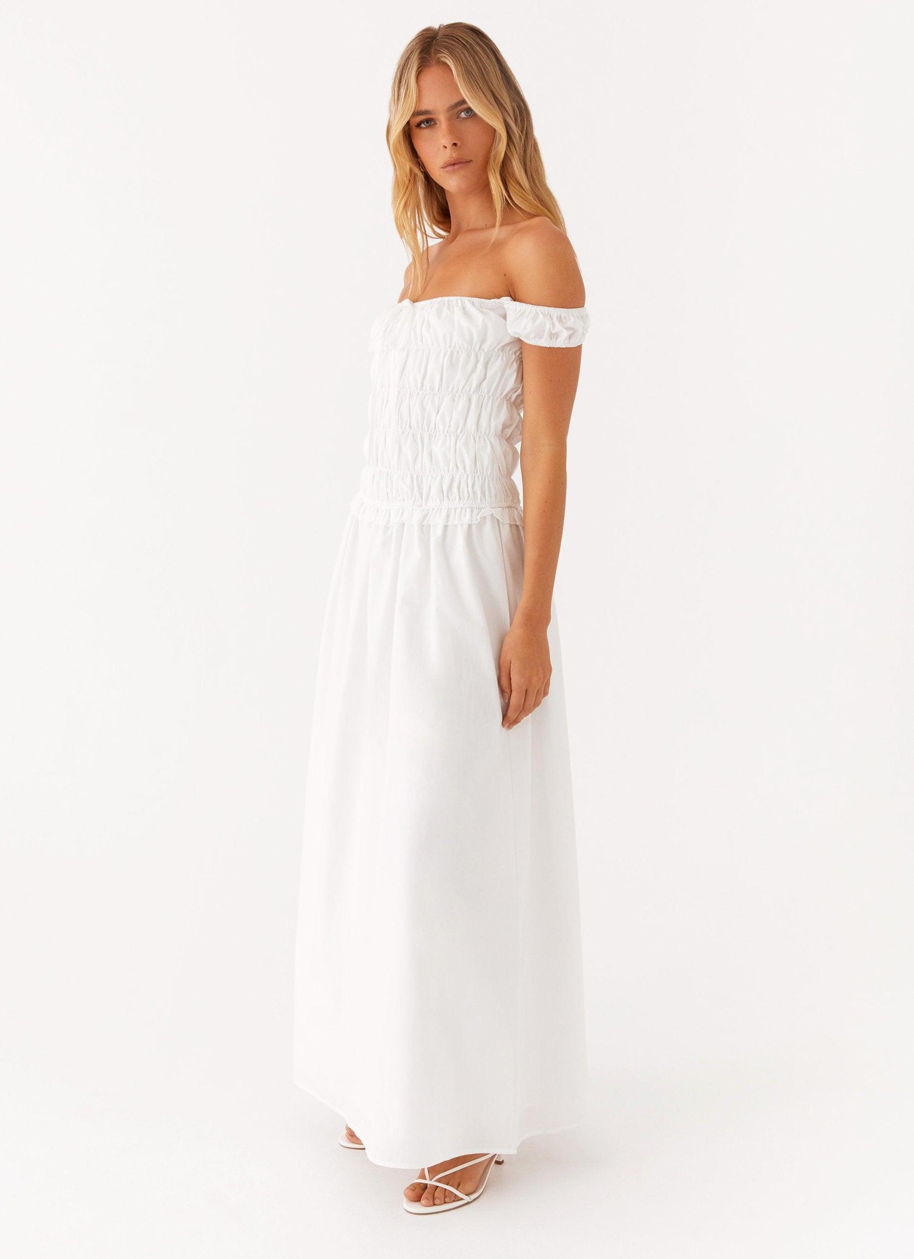 Countryside Off Shoulder Maxi Dress - Ivory Product Image
