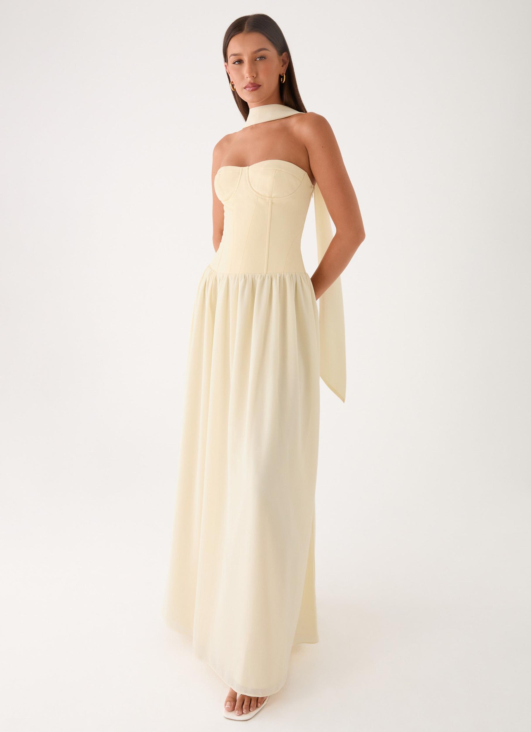 Elianah Scarf Maxi Dress - Yellow Product Image