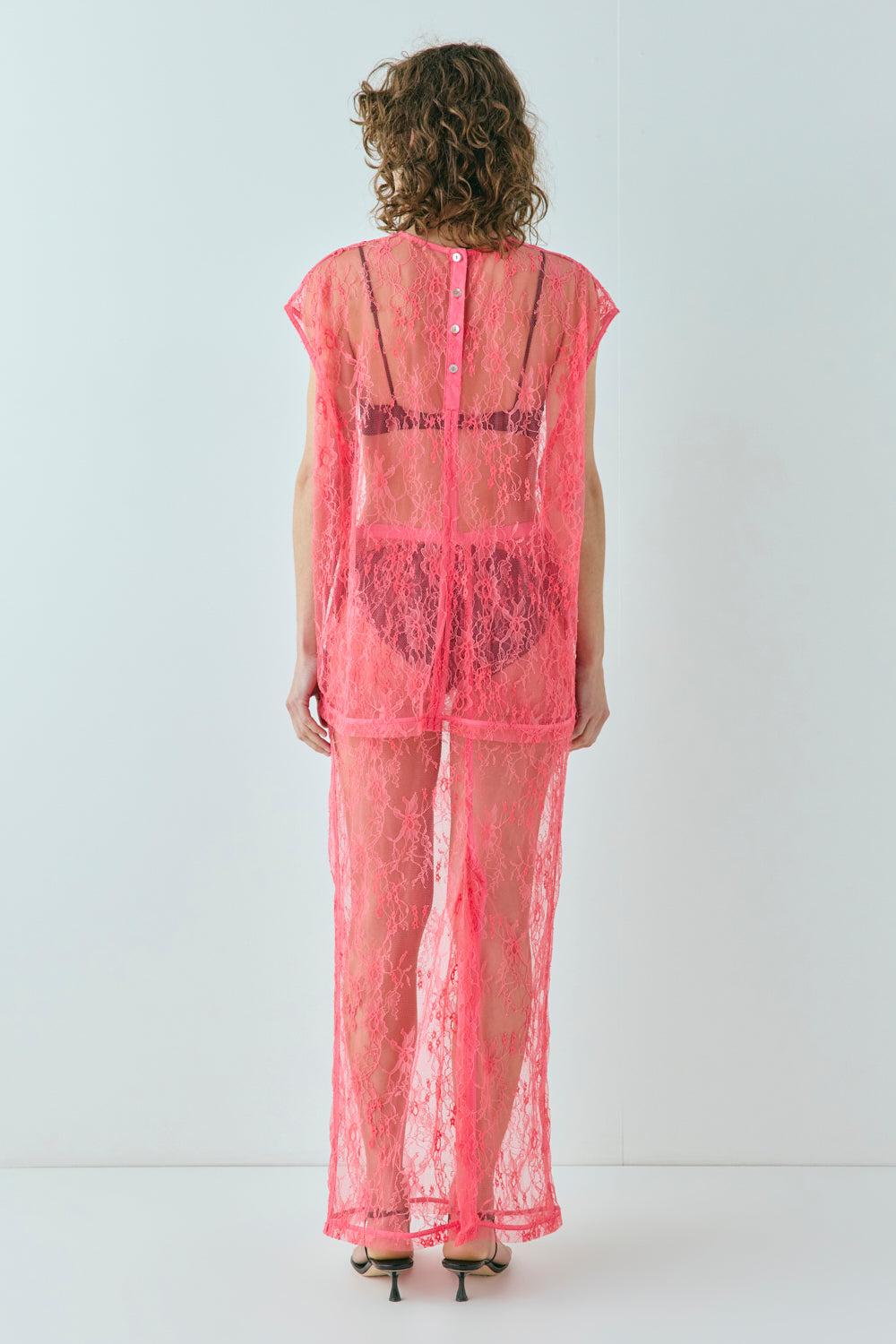 Devyn Lace Midi Skirt Pink Product Image