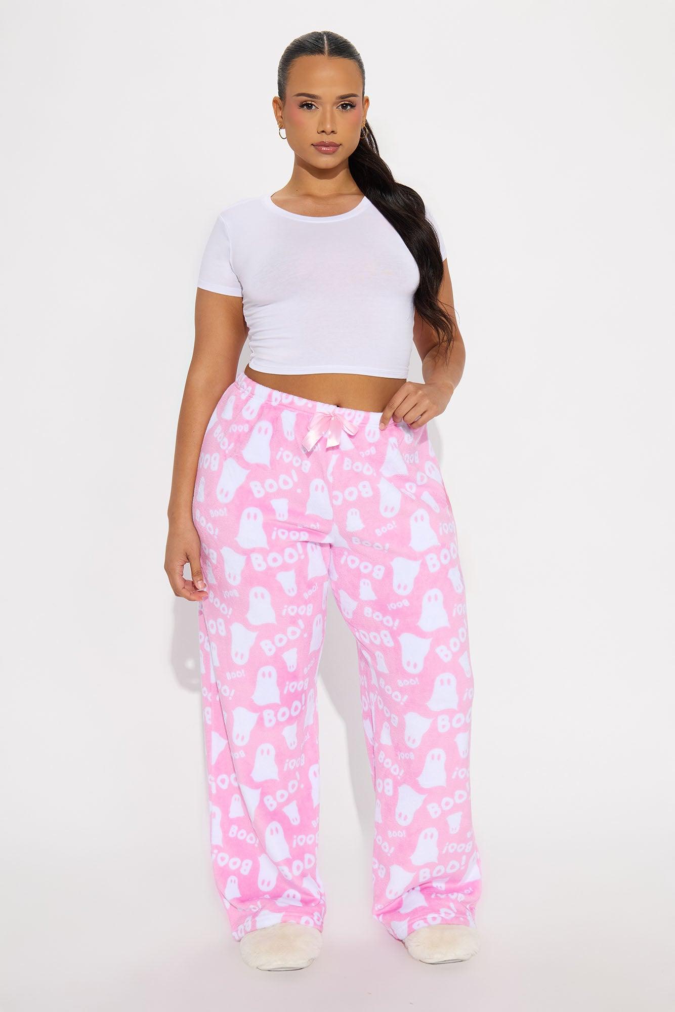 Queen Of Ghosting Halloween Plush PJ Pant - Hot Pink Female Product Image
