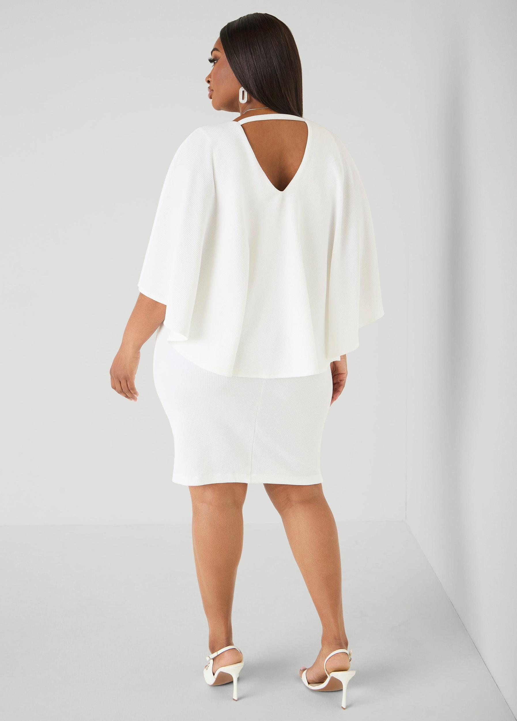 Textured Cape Sheath Dress Product Image