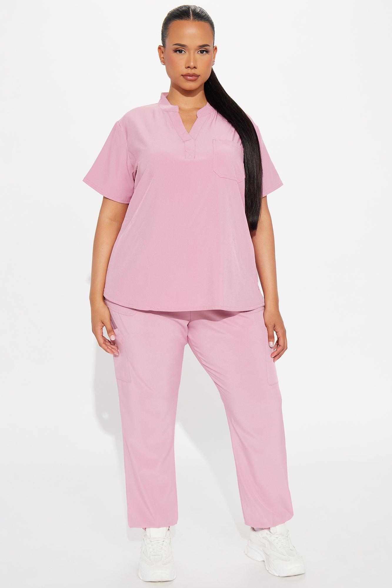 Take Care Stretch Scrub Uniform Jogger Set  - Mauve Female Product Image
