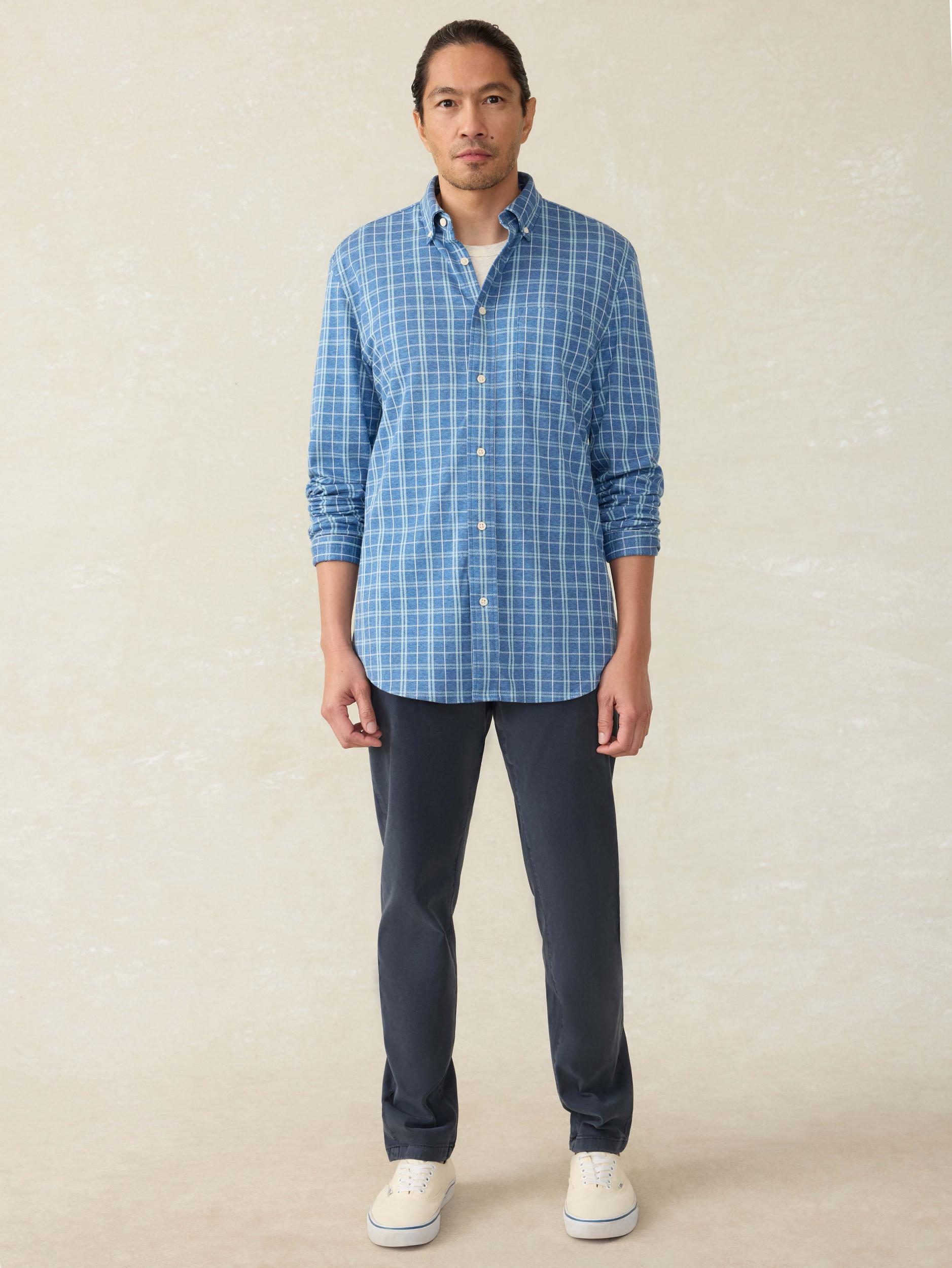 Coastline Knit Shirt - Ocean Sky Plaid Male Product Image