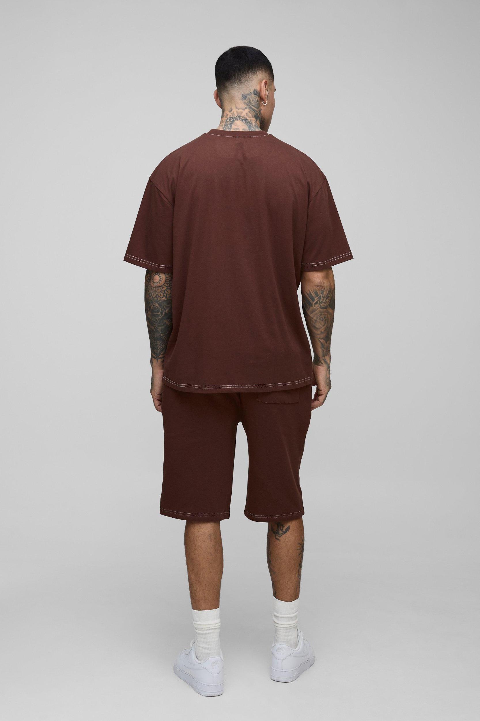 Tall Oversized Worldwide Cross Print T-Shirt & Short Set | boohooMAN USA Product Image