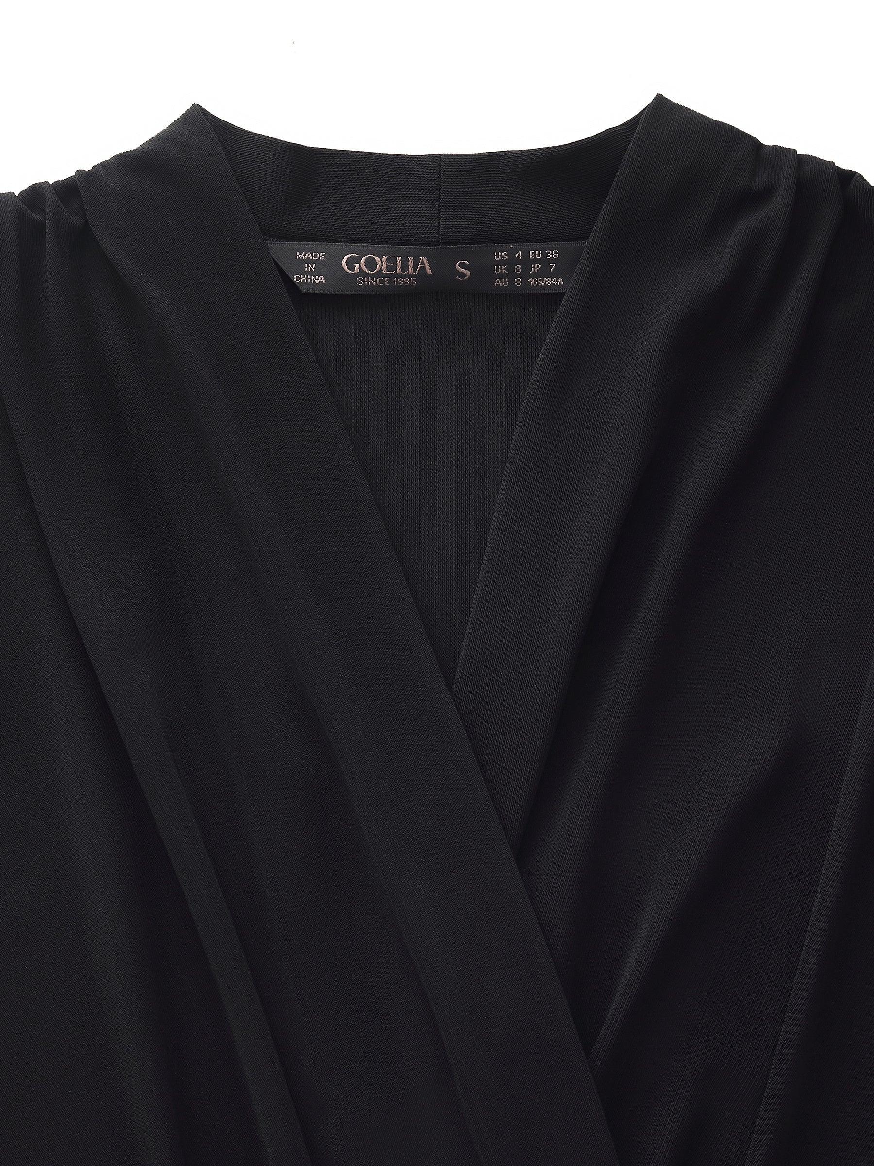 Acetate Blend V-Neck Women Pleat Front Maxi Dress Product Image