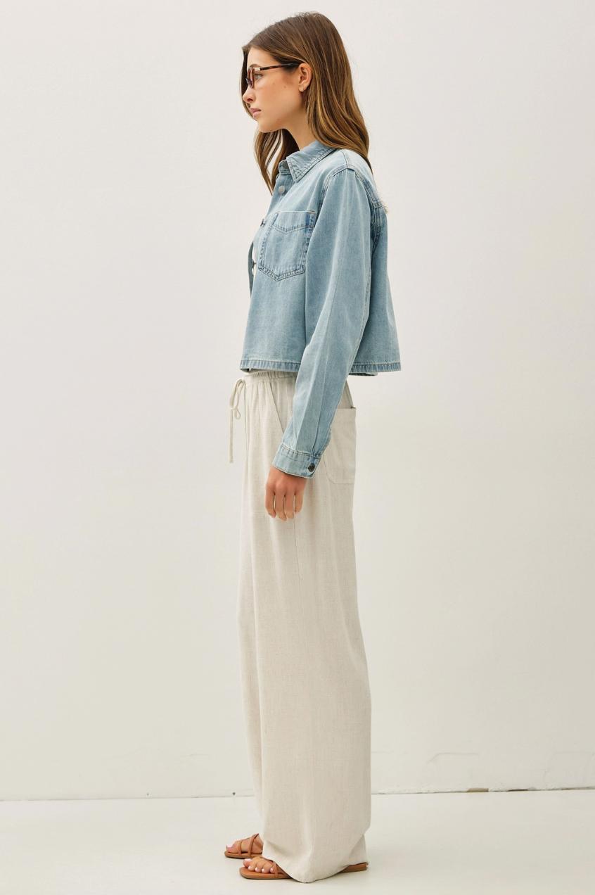 Cropped Denim Shacket Product Image