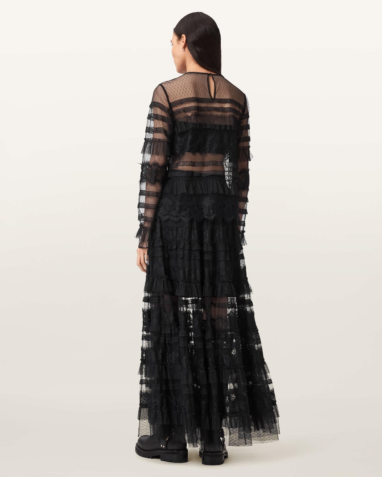 Arlea Tulle Maxi Skirt Black | ALLSAINTS US Product Image