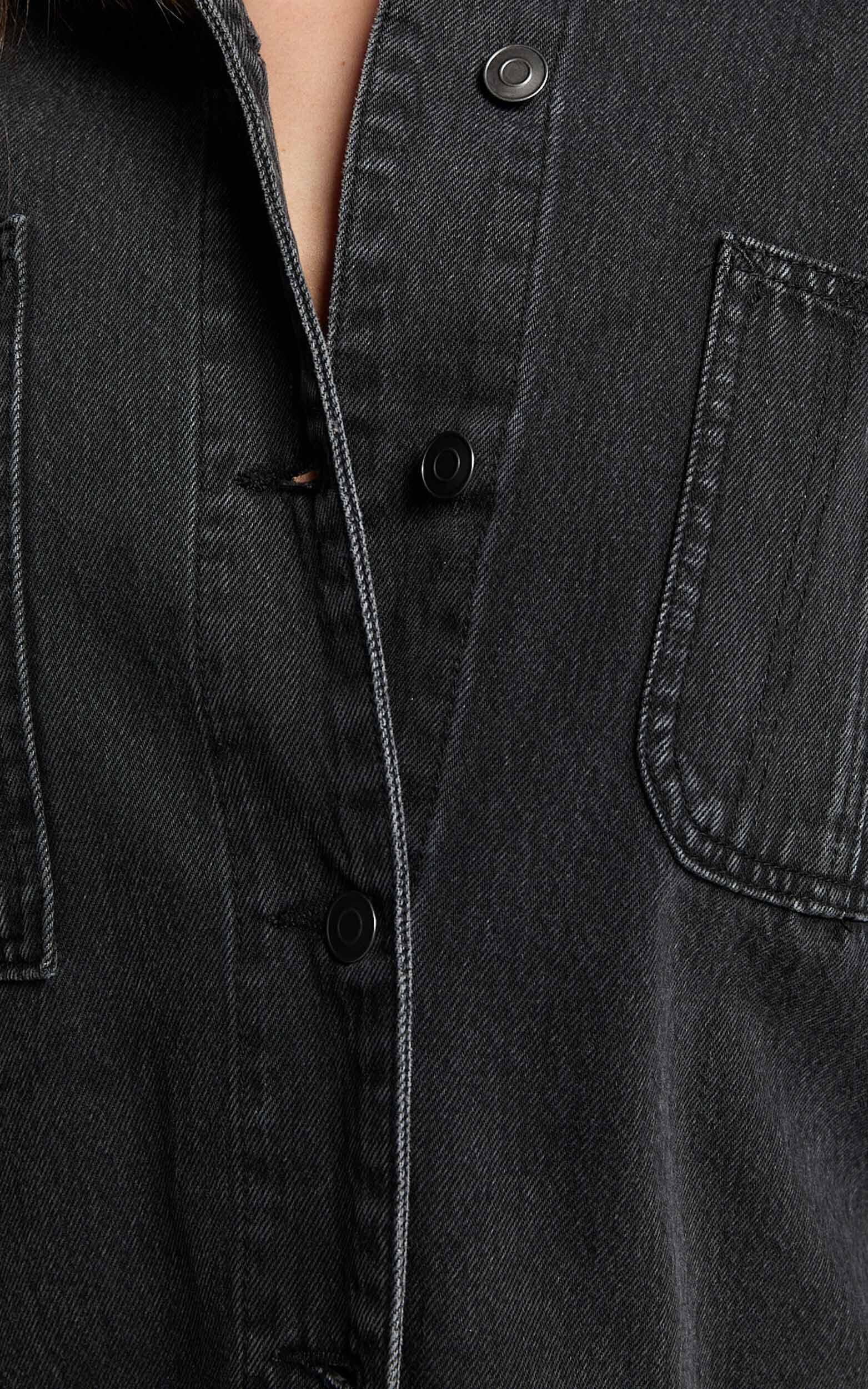 Harlow Jacket - Oversized Long Sleeve Denim Jacket in Black Wash Product Image