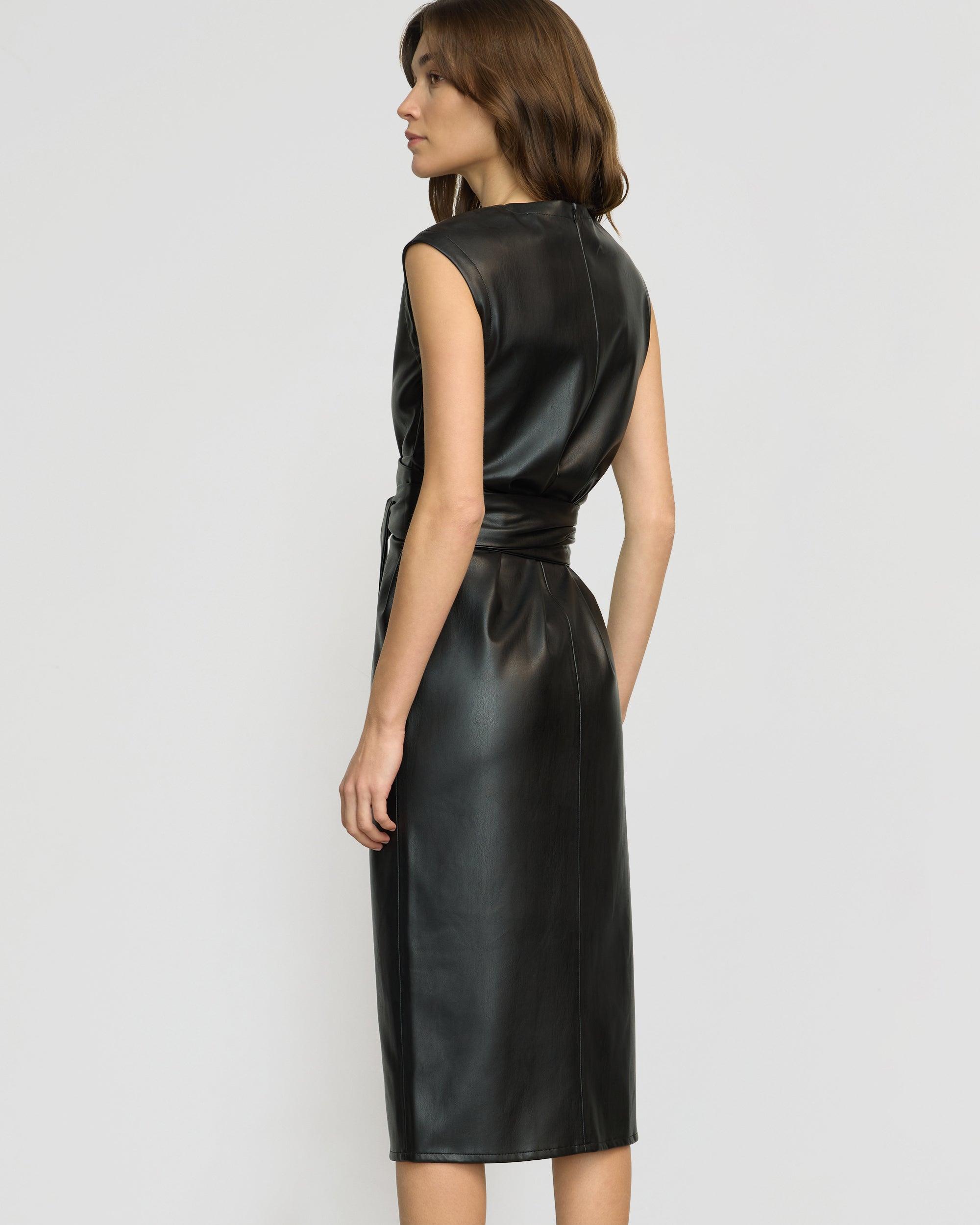 Pilar Vegan Leather Tie-Front Dress Product Image