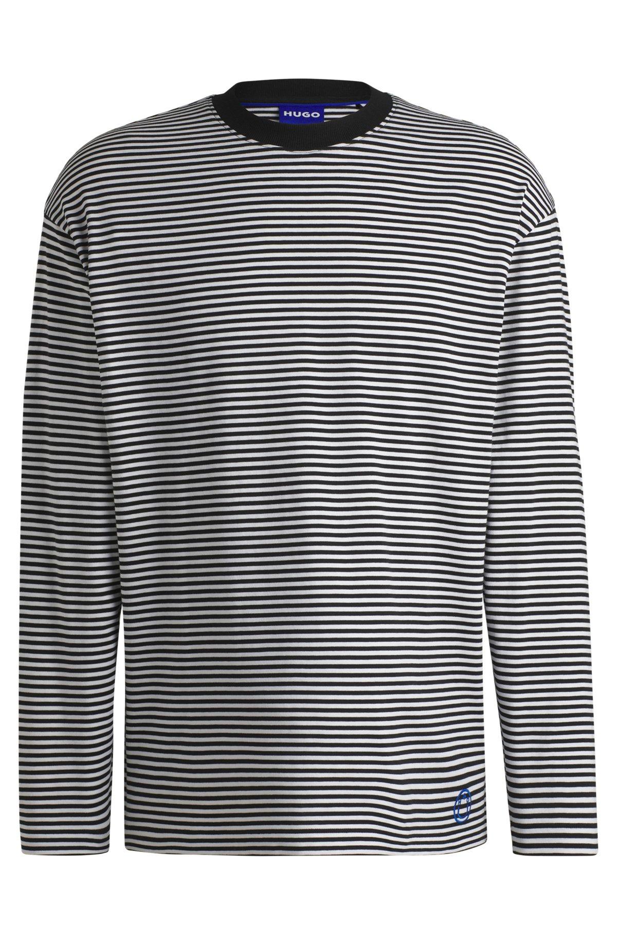 Cotton-jersey loose-fit T-shirt with horizontal stripe Product Image
