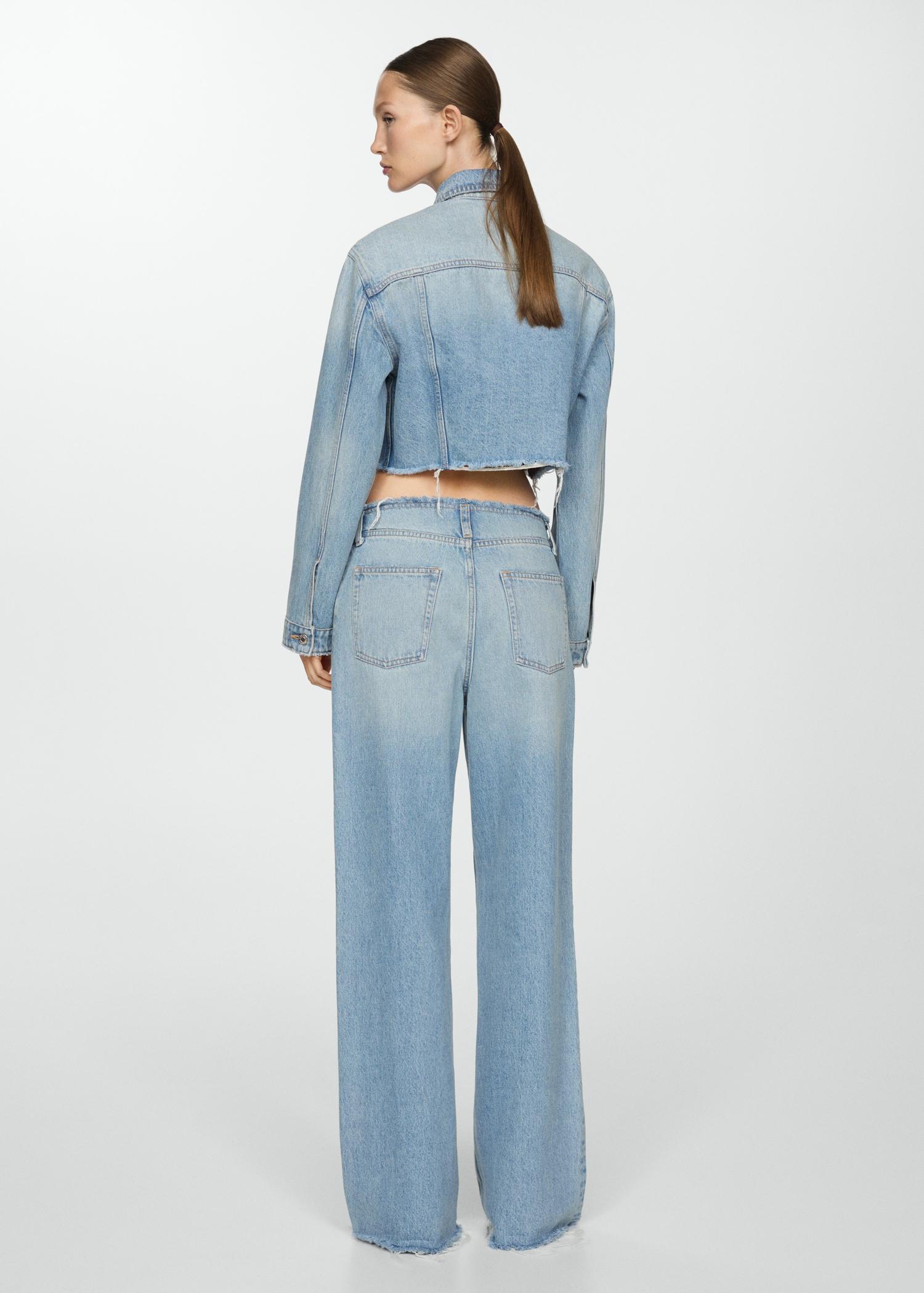 Denim jacket with frayed hem - Women | MANGO USA Product Image