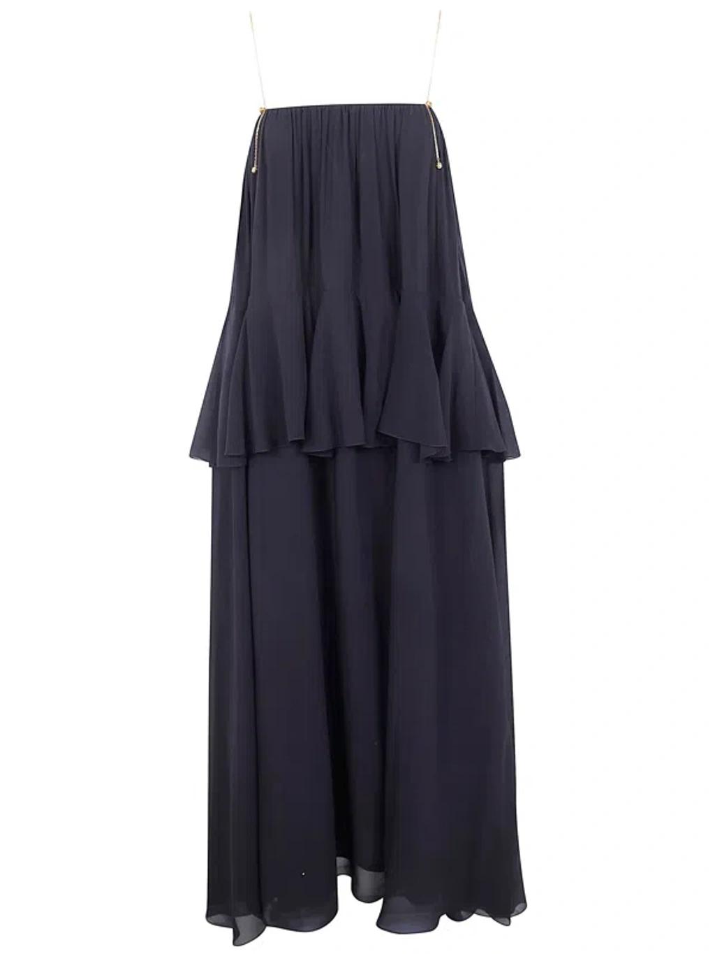 CHLOÉ Open-back Embellished Tiered Silk-georgette Maxi Dress In Black Product Image