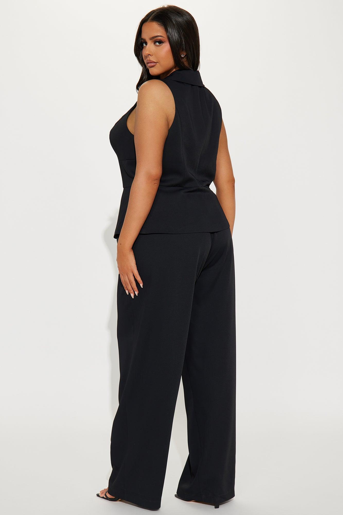 Top Executive Vest Pant Set - Black Product Image