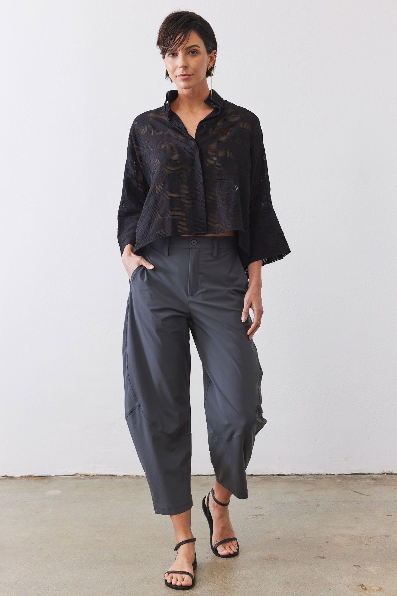 Oversized Geo Sheer Cropped Blouse Product Image