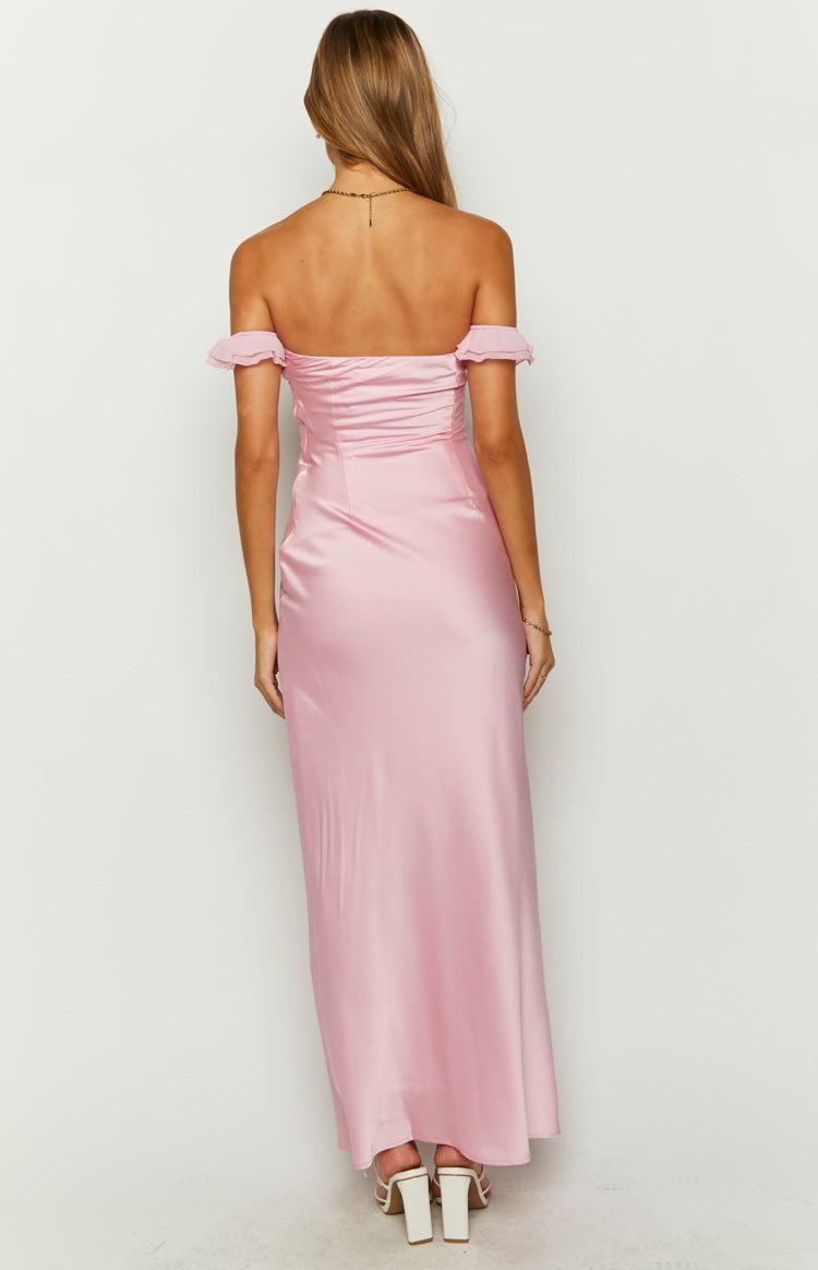 Elvira Pink Satin Formal Maxi Dress Baby Product Image