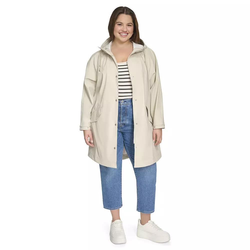 Plus Size Levis Rubberized Faux Leather Hooded Rain Coat, Womens Product Image