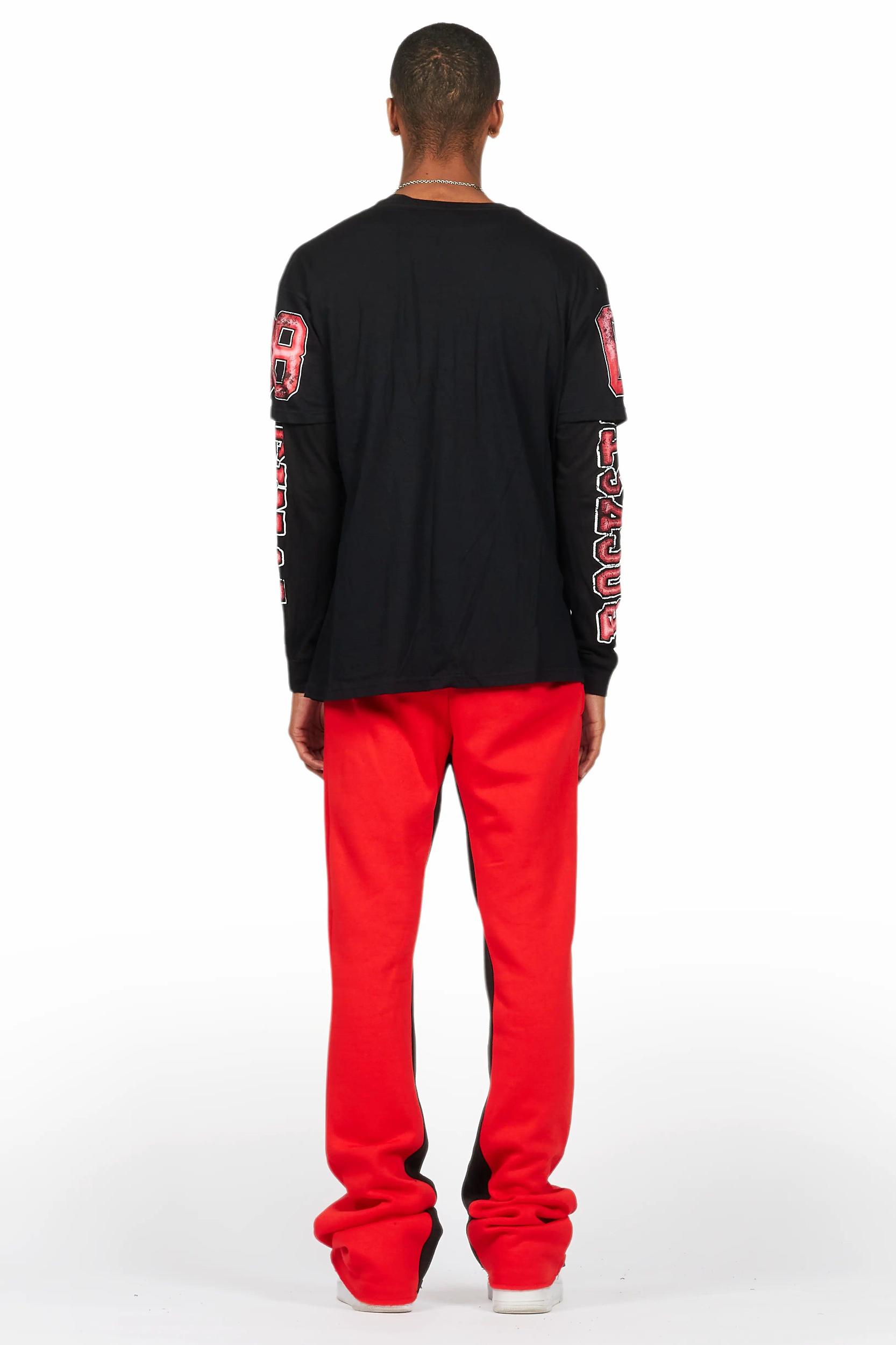 Fields Black/Red Double Layer T-Shirt/Baggy Pant Set Male Product Image