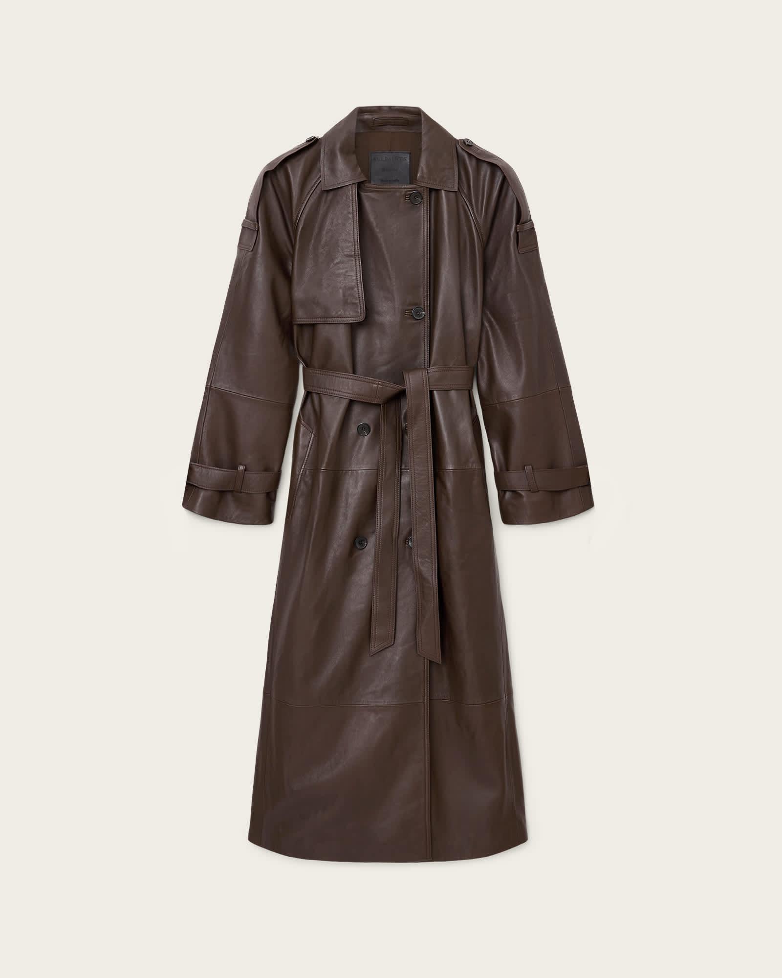 Reed Leather Trench Bitter Brown | ALLSAINTS US Product Image