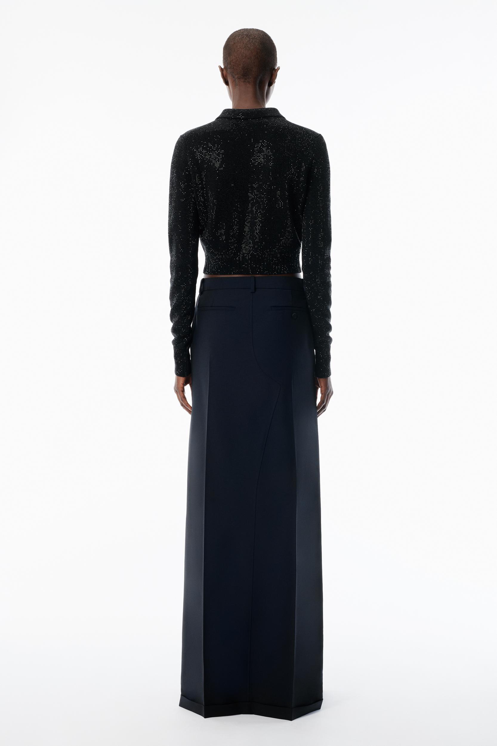 Black Wool-blend Hotfix Polo Cardigan Product Image